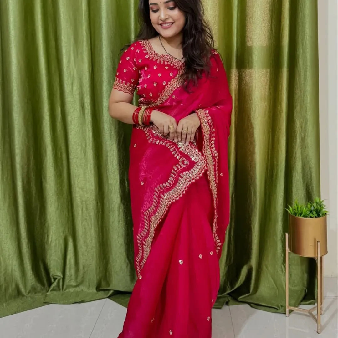 Luxurious Designer Saree in Pure Soft Zimmy Choo Silk