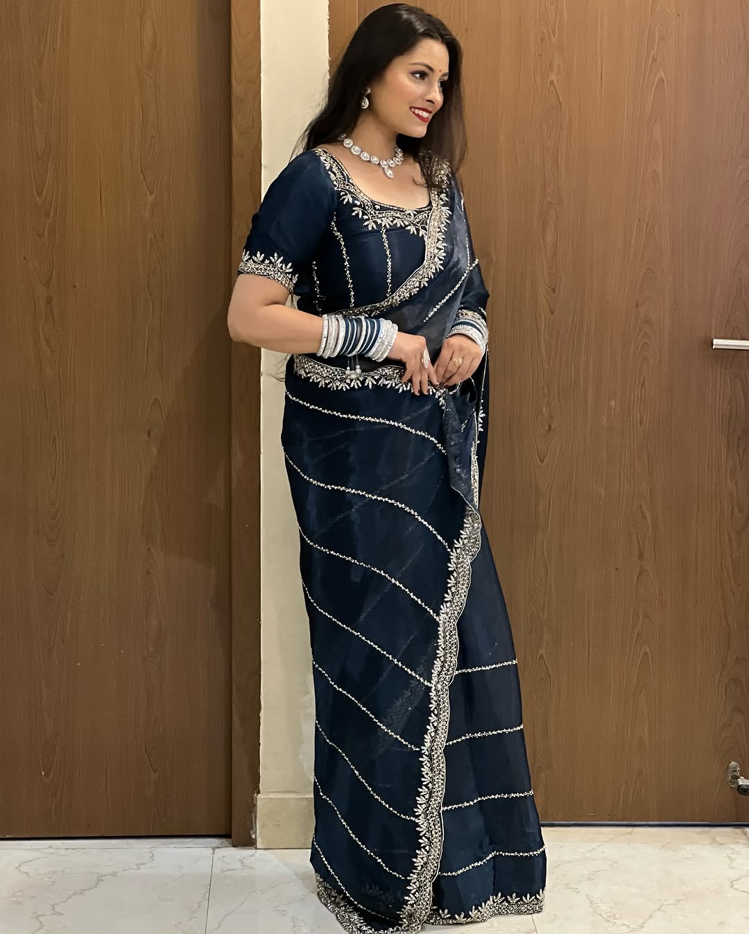 Premium Jimmy Choo Handcrafted Khatli Cut Dana Work Saree