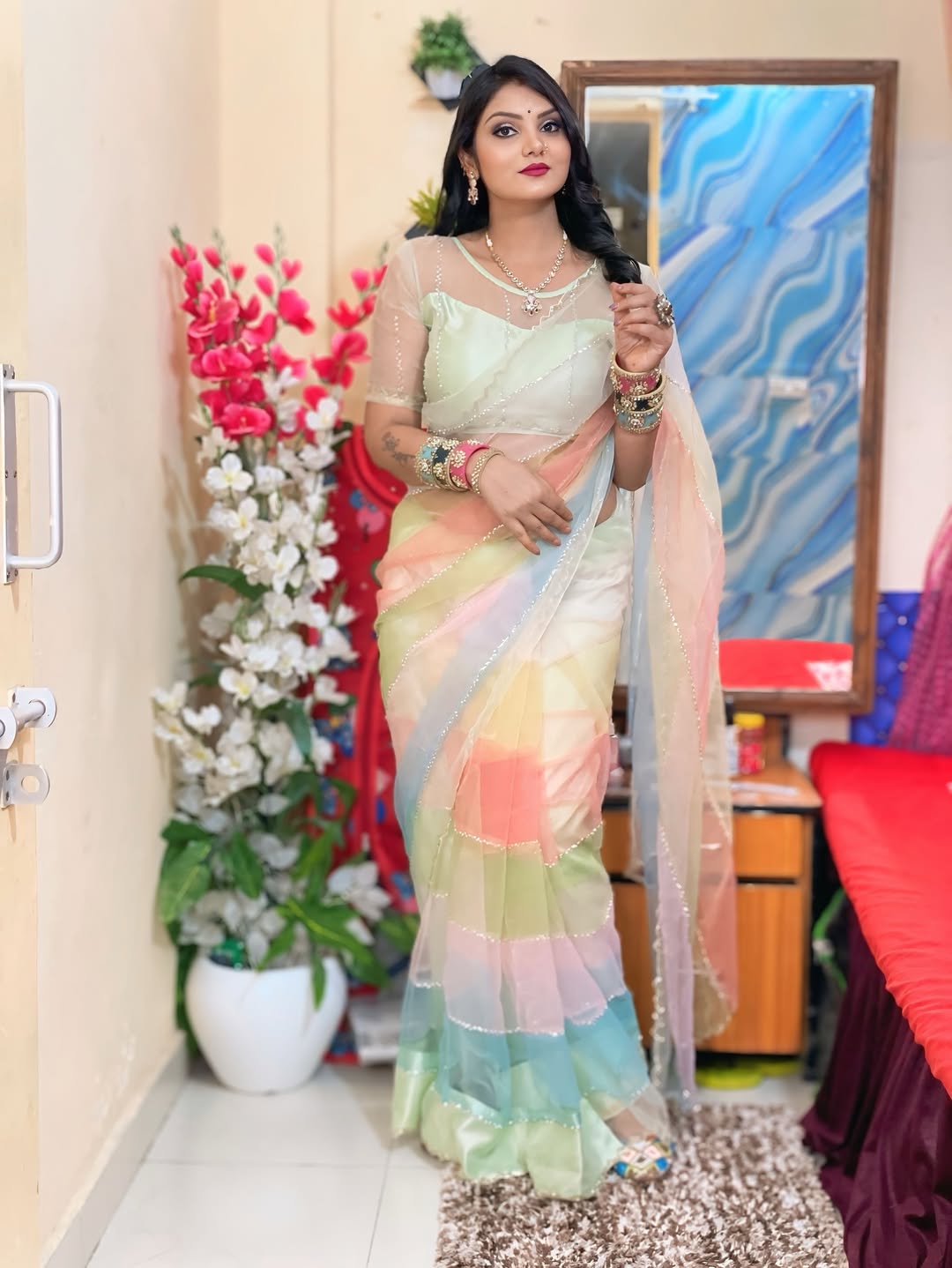 Premium Tebby Silk Diamond Work Saree with Satin Blouse