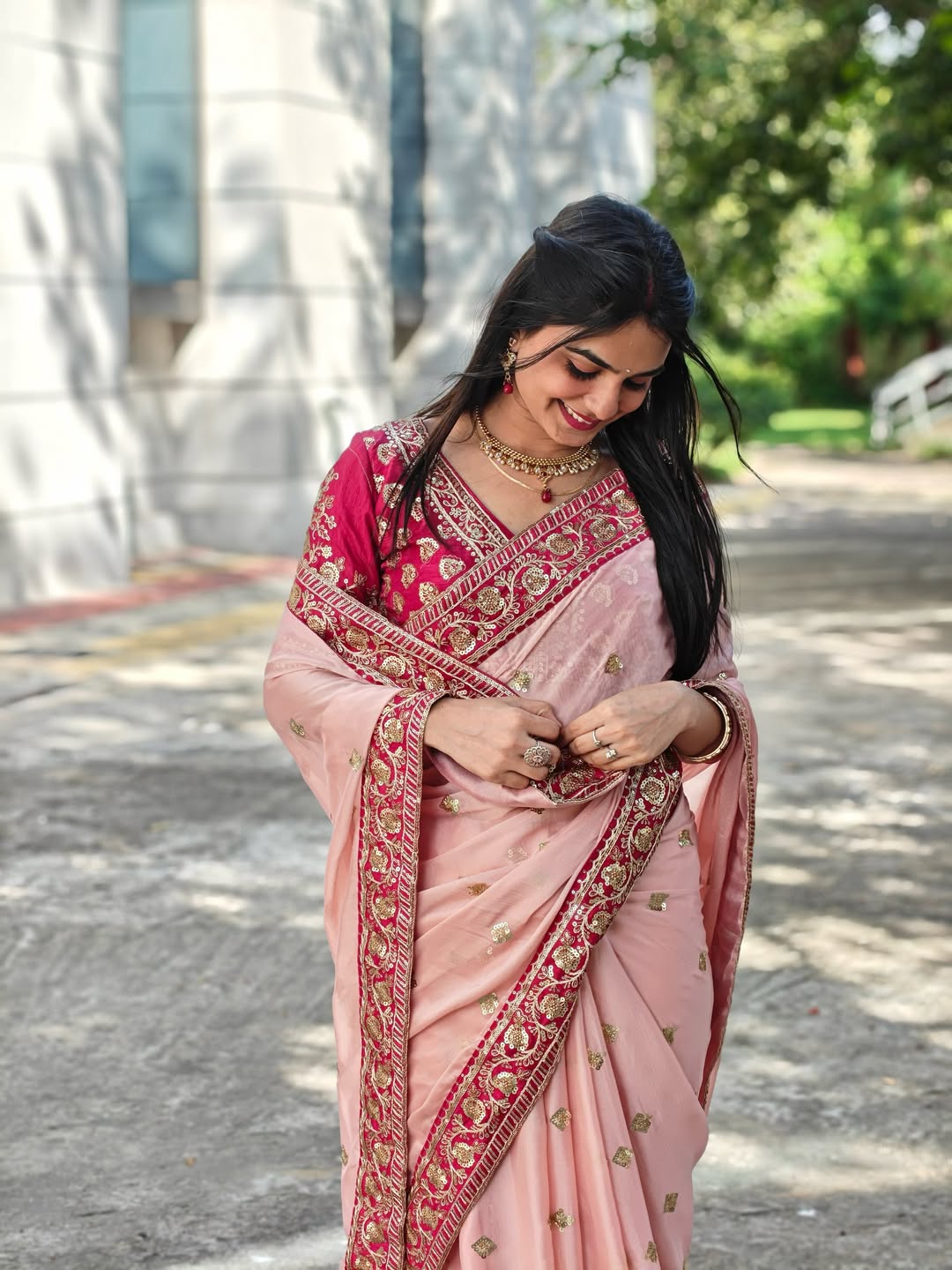 Premium Soft Rangoli Silk Saree with Sequins & Dori Embroidery Work