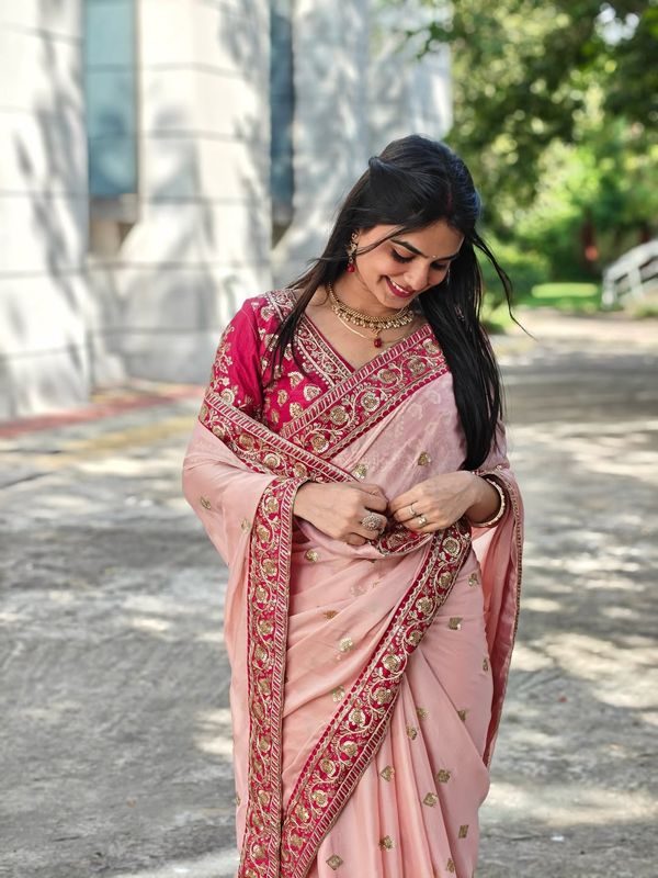 Premium Soft Rangoli Silk Saree with Sequins & Dori Embroidery Work