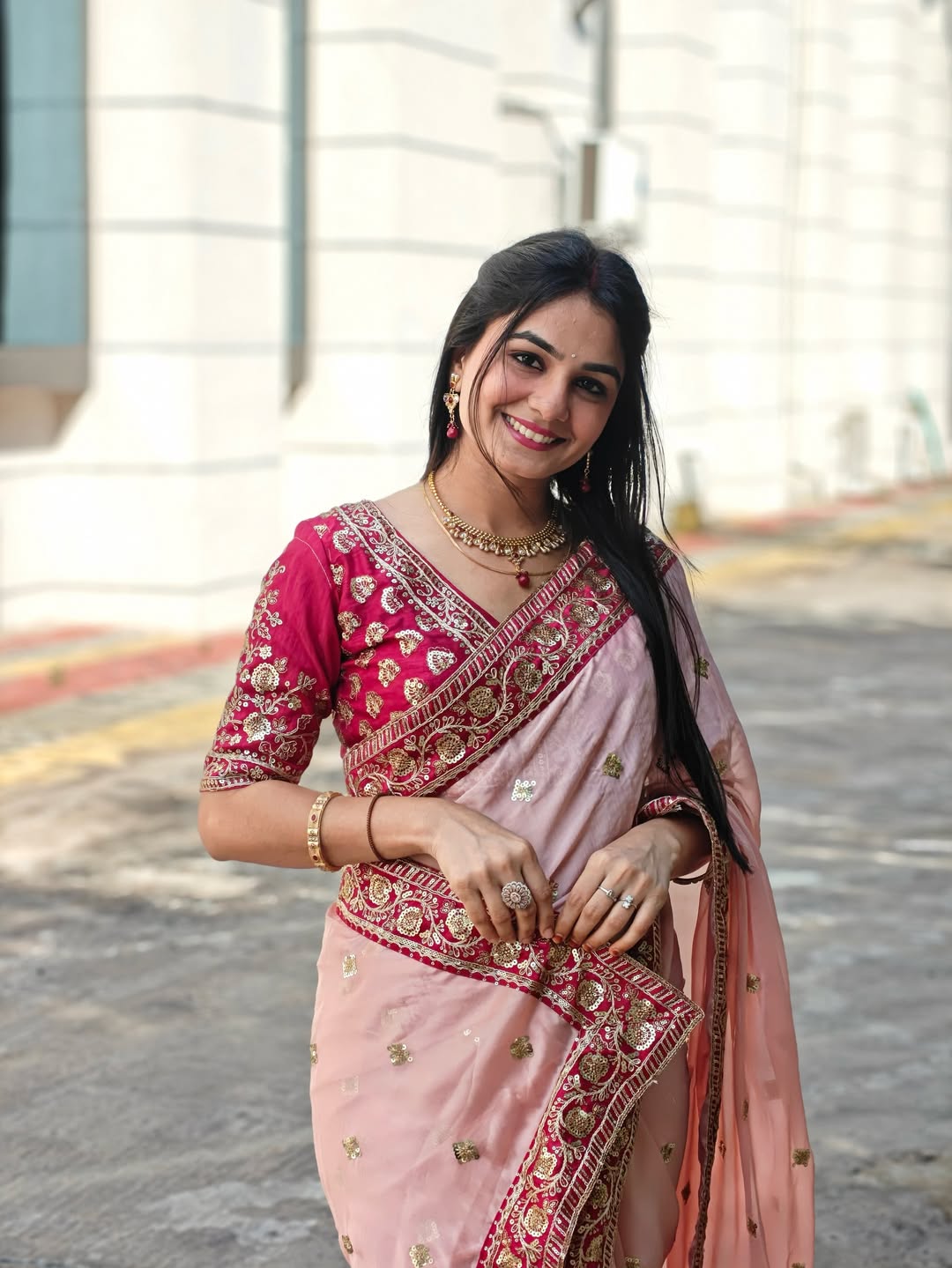 Premium Soft Rangoli Silk Saree with Sequins & Dori Embroidery Work
