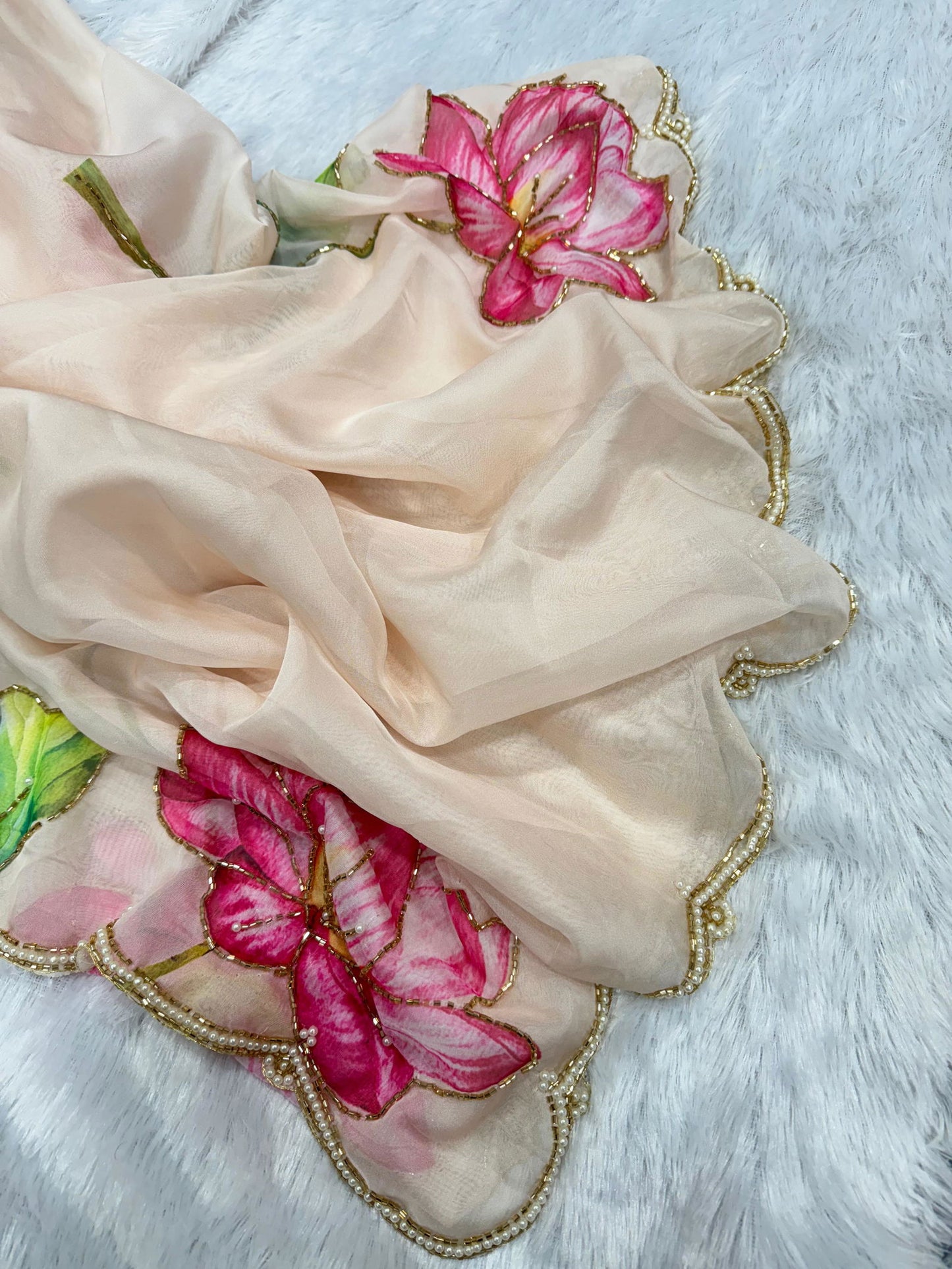 Added a new color in superhit floral handwork saree collection by Nice Creation... - Lookcollection
