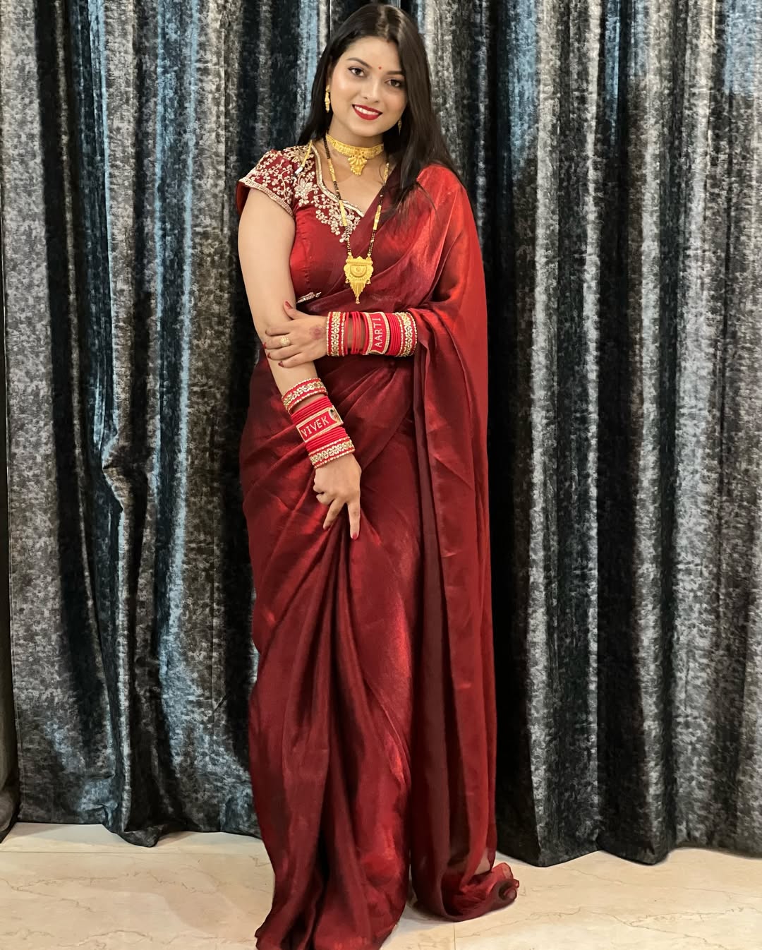 Party Wear Fendy Silk Saree Beads Work Stitch Blouse