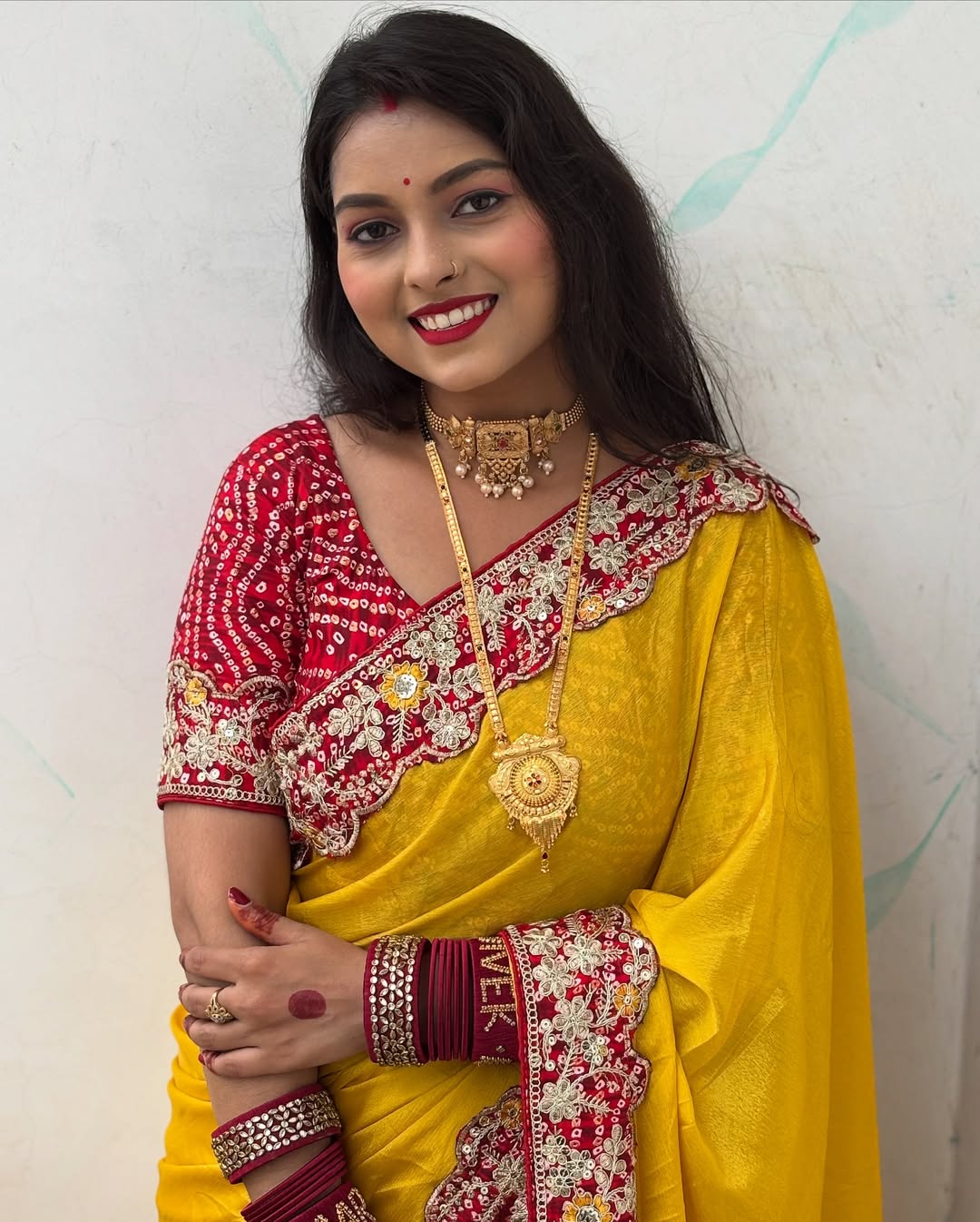 Premium Soft Chinon Silk Yellow Saree