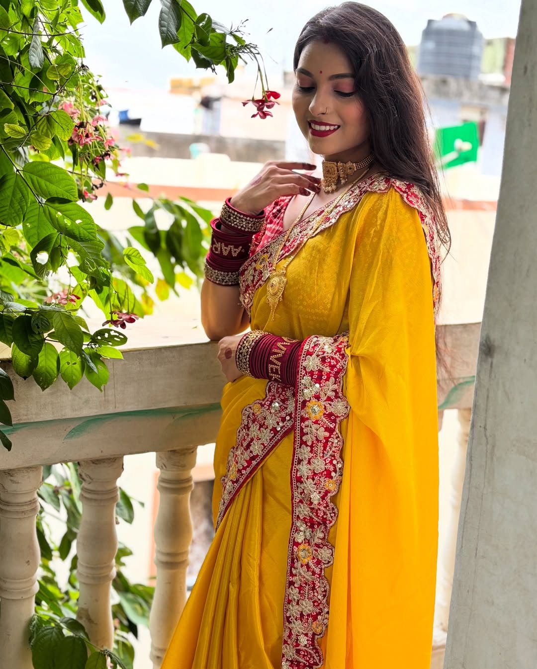 Premium Soft Chinon Silk Yellow Saree
