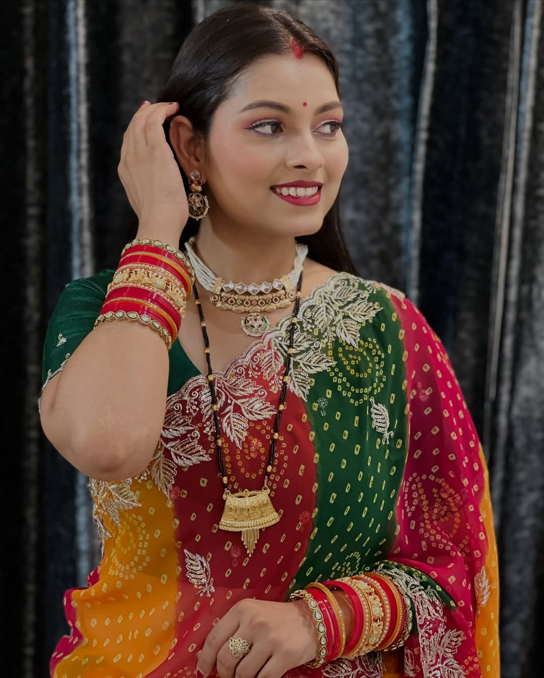 Soft Georgette Bhandhni Printed Saree