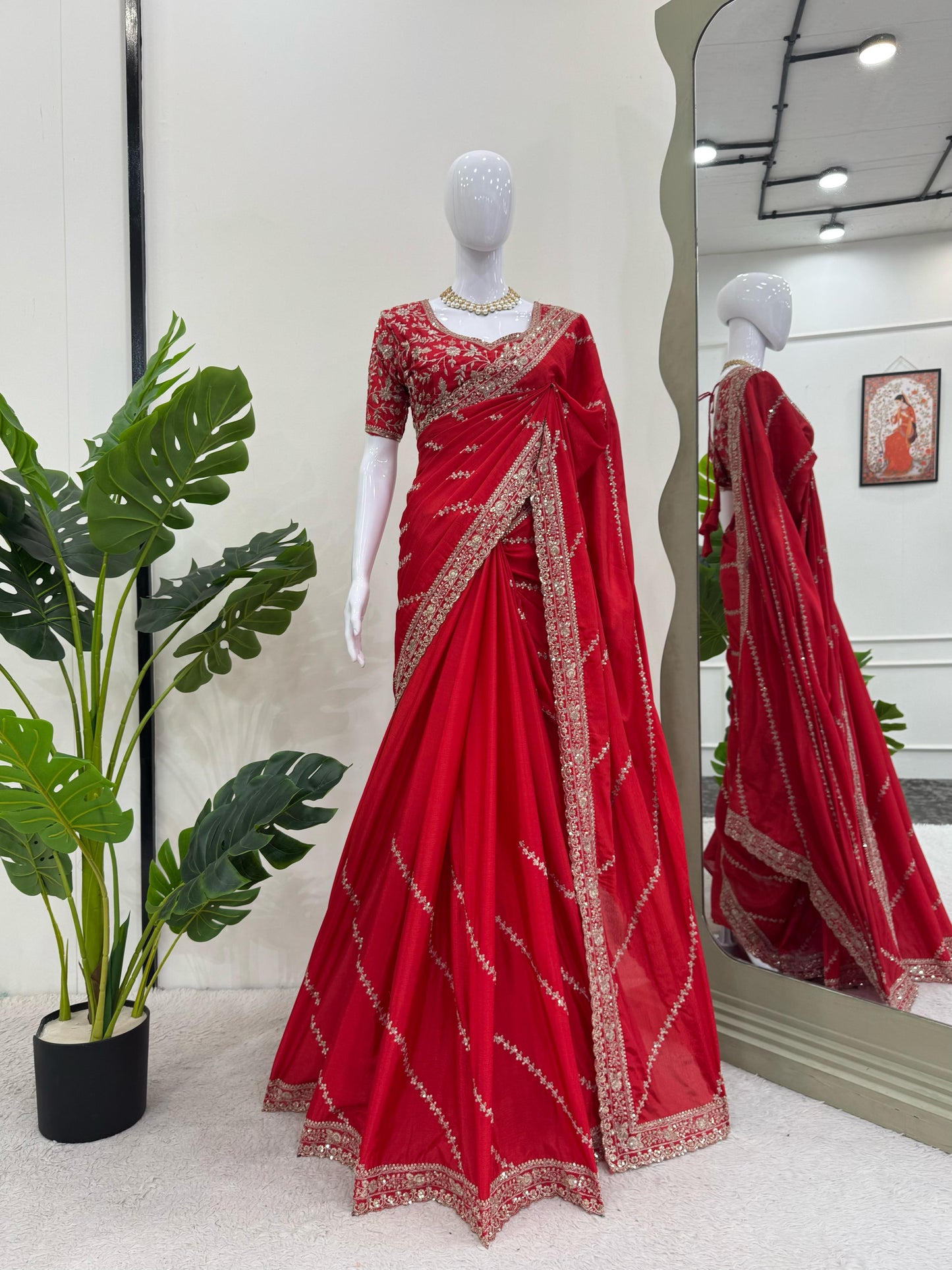 Beautiful Designer Saree on Chinon Fabric