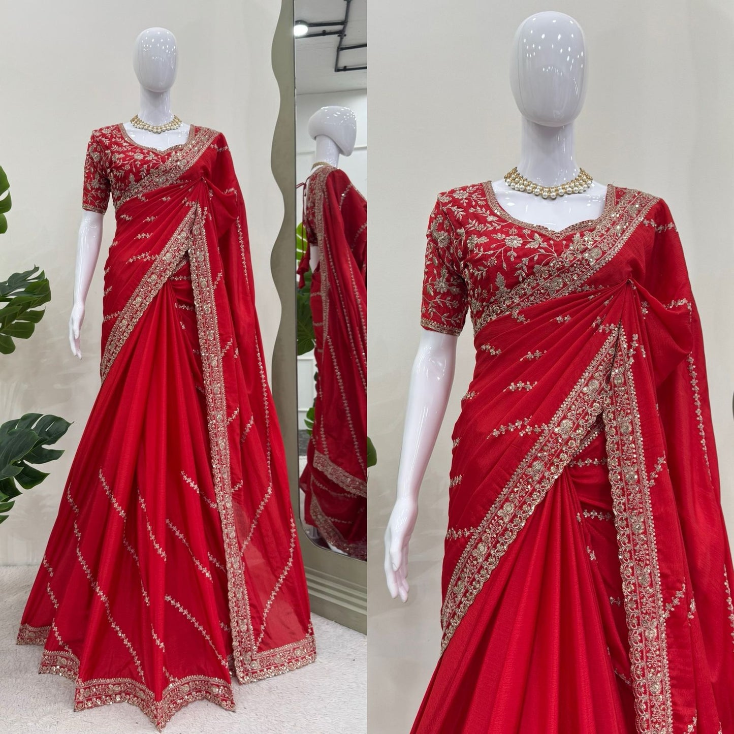 Beautiful Designer Saree on Chinon Fabric
