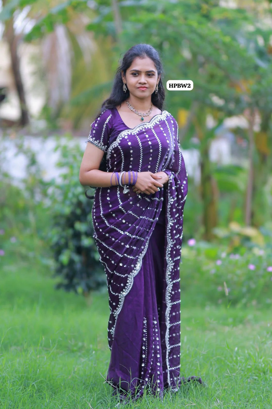 Luxurious Glam Handwork Saree Premium Space Silk with Beads Work