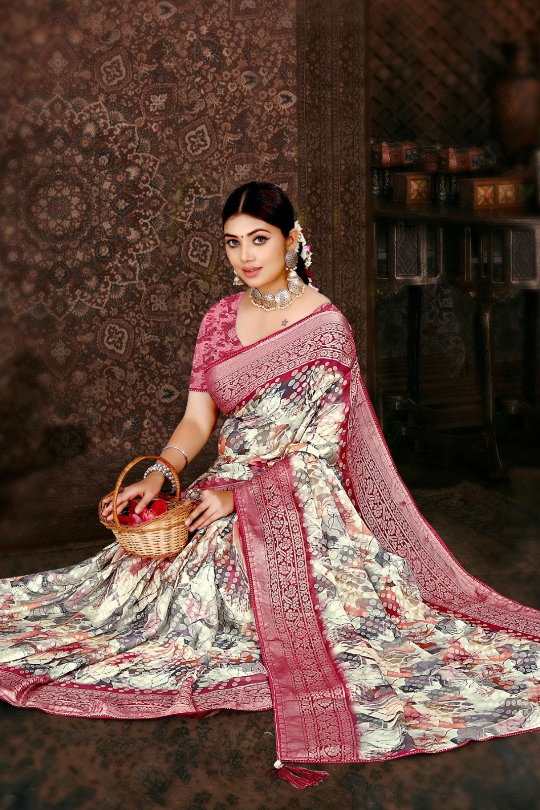 LUXURY VISCOSE BRASO PRINTED FABRIC SAREE