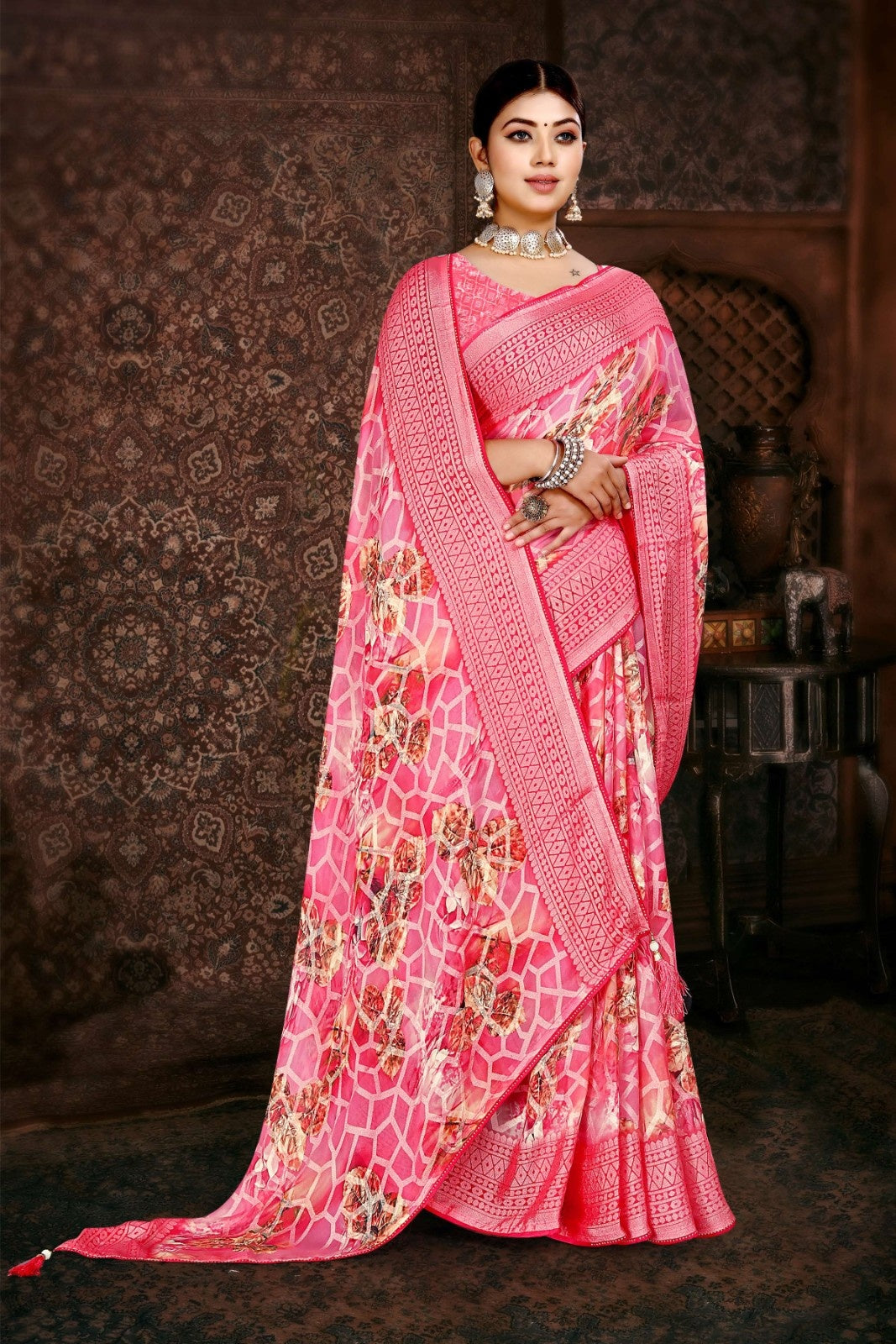 LUXURY VISCOSE BRASO PRINTED FABRIC SAREE