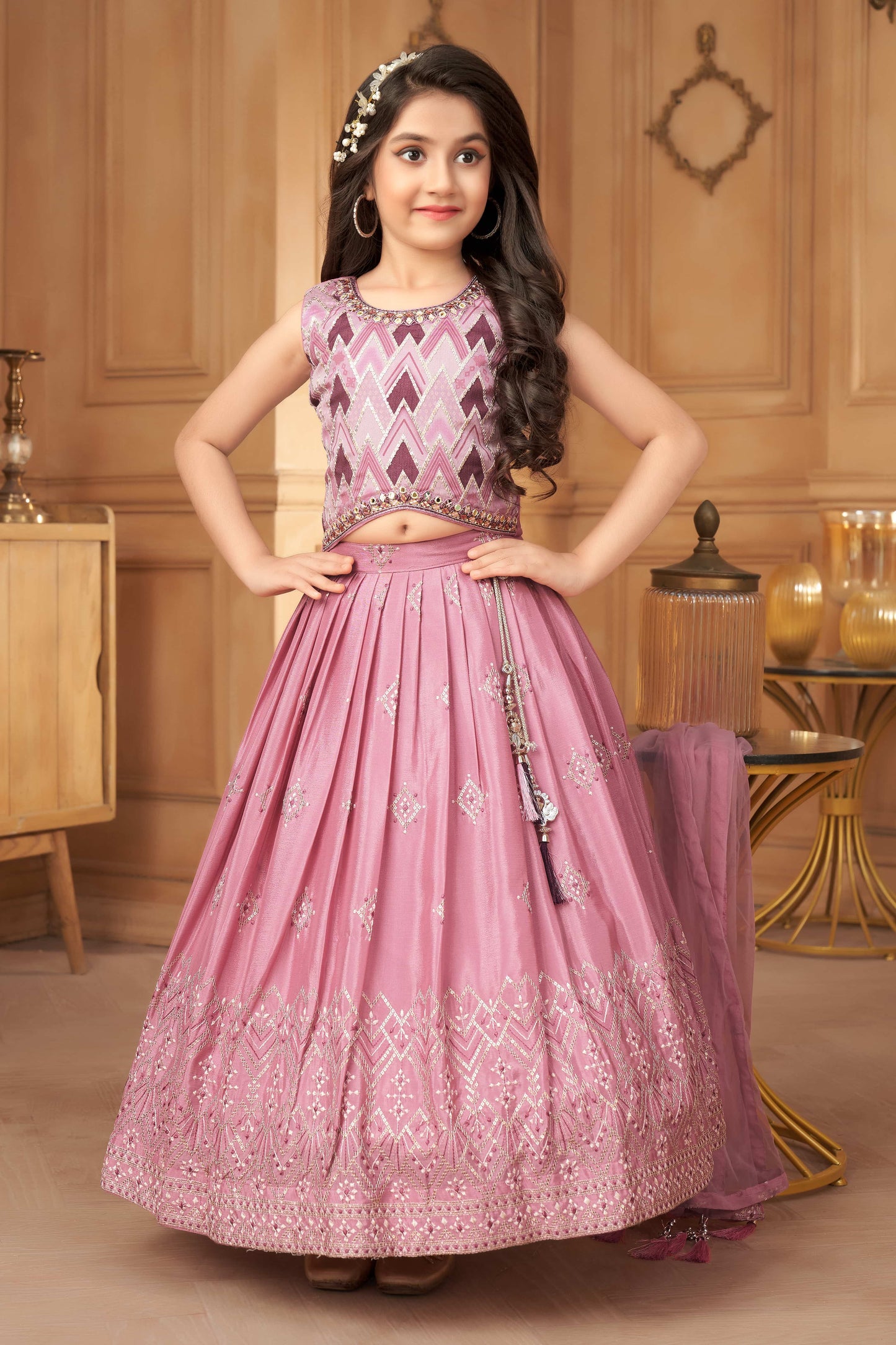 Presenting Girls' Ethnic Lehenga Set with Dupatta