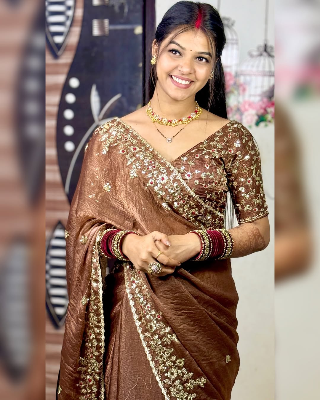 Elegant Sequin Frendy Chiffon Saree