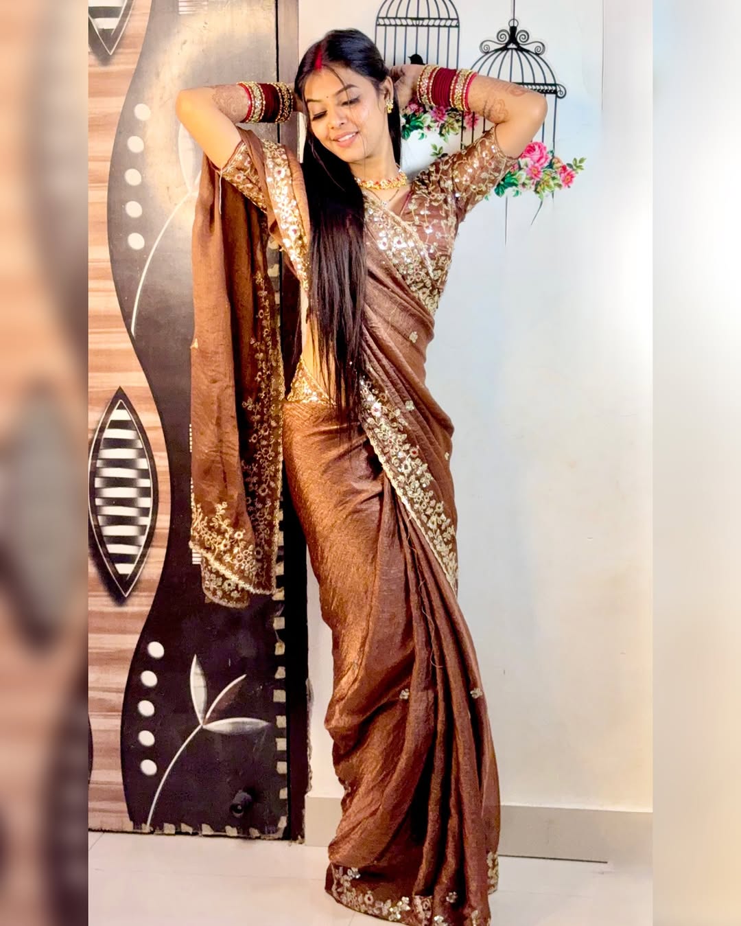 Elegant Sequin Frendy Chiffon Saree