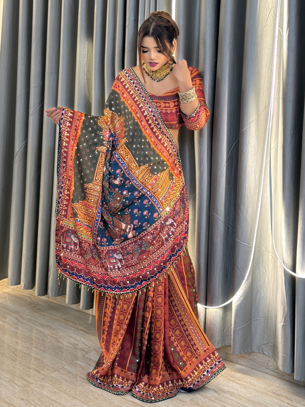 MOST TRENDING RASHMIKA CELEBRITY STYLE DESIGNER SAREE