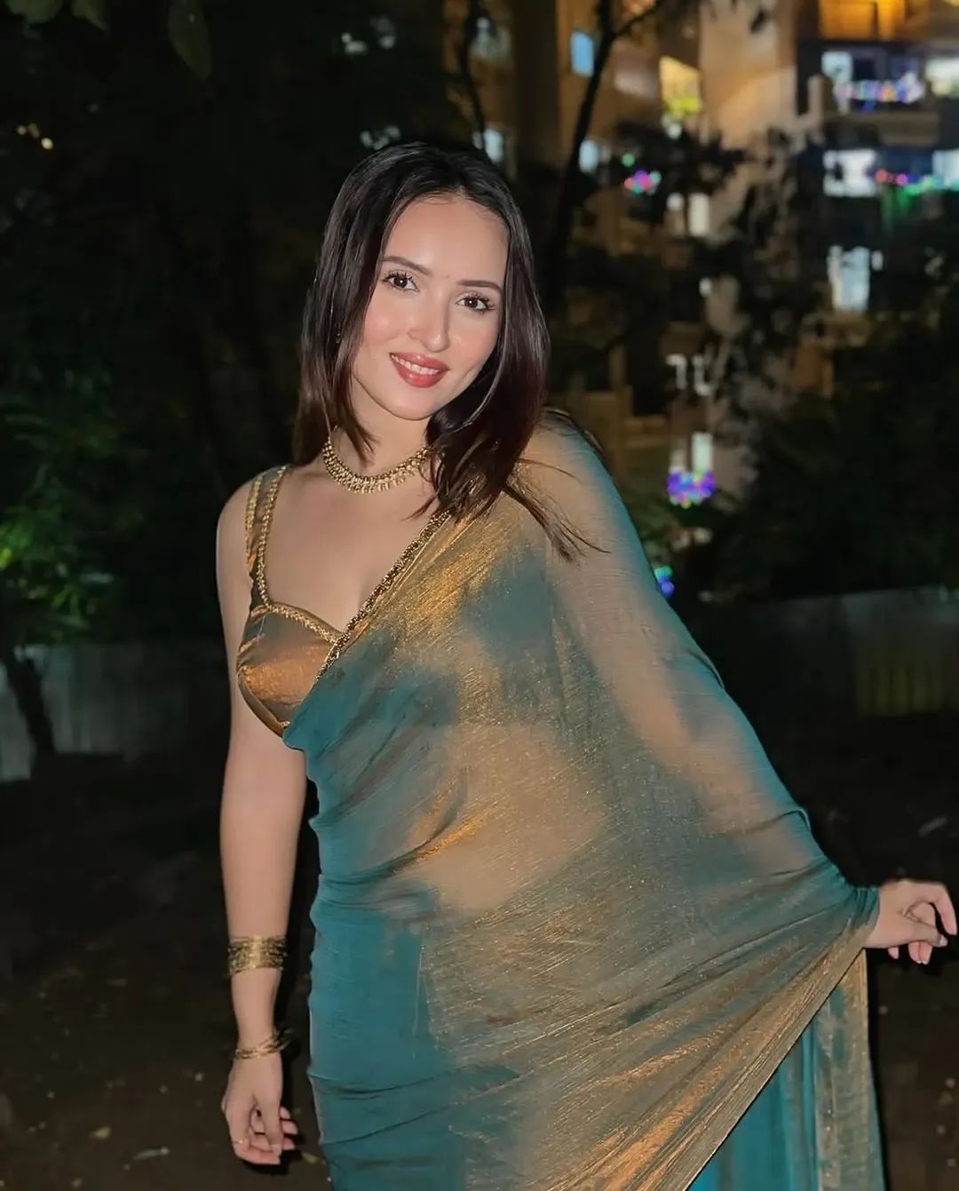 CHIFFORN FANCY DESIGNER SAREE GOLDEN COLOR