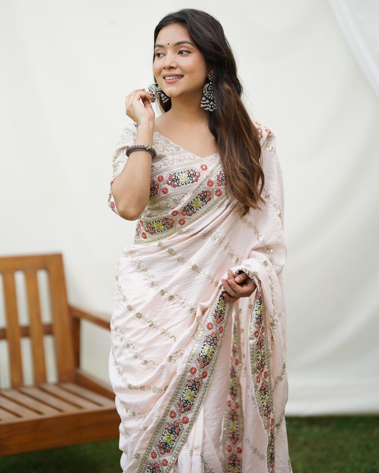 Premium Sattin georgett Work saree