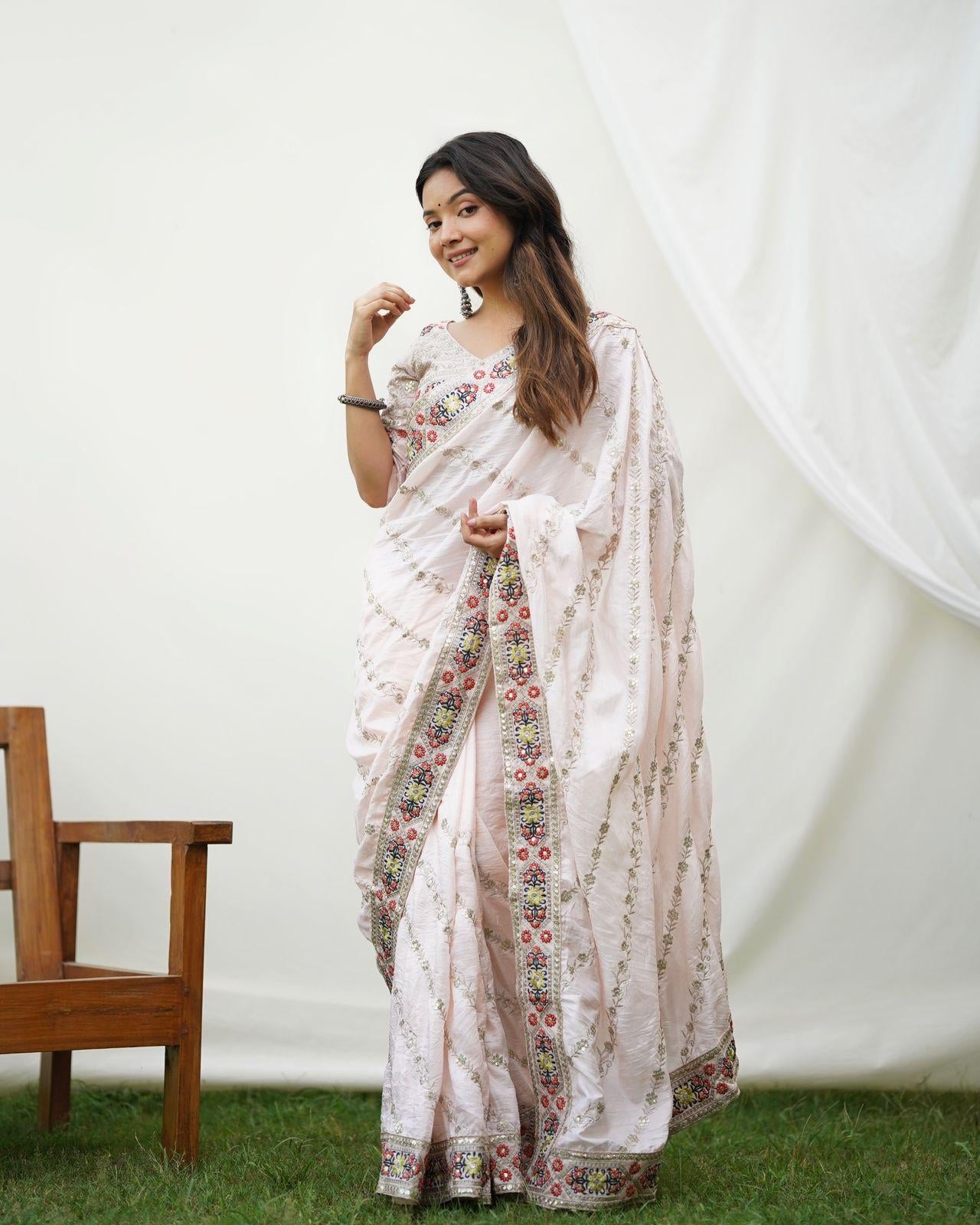 Premium Sattin georgett Work saree