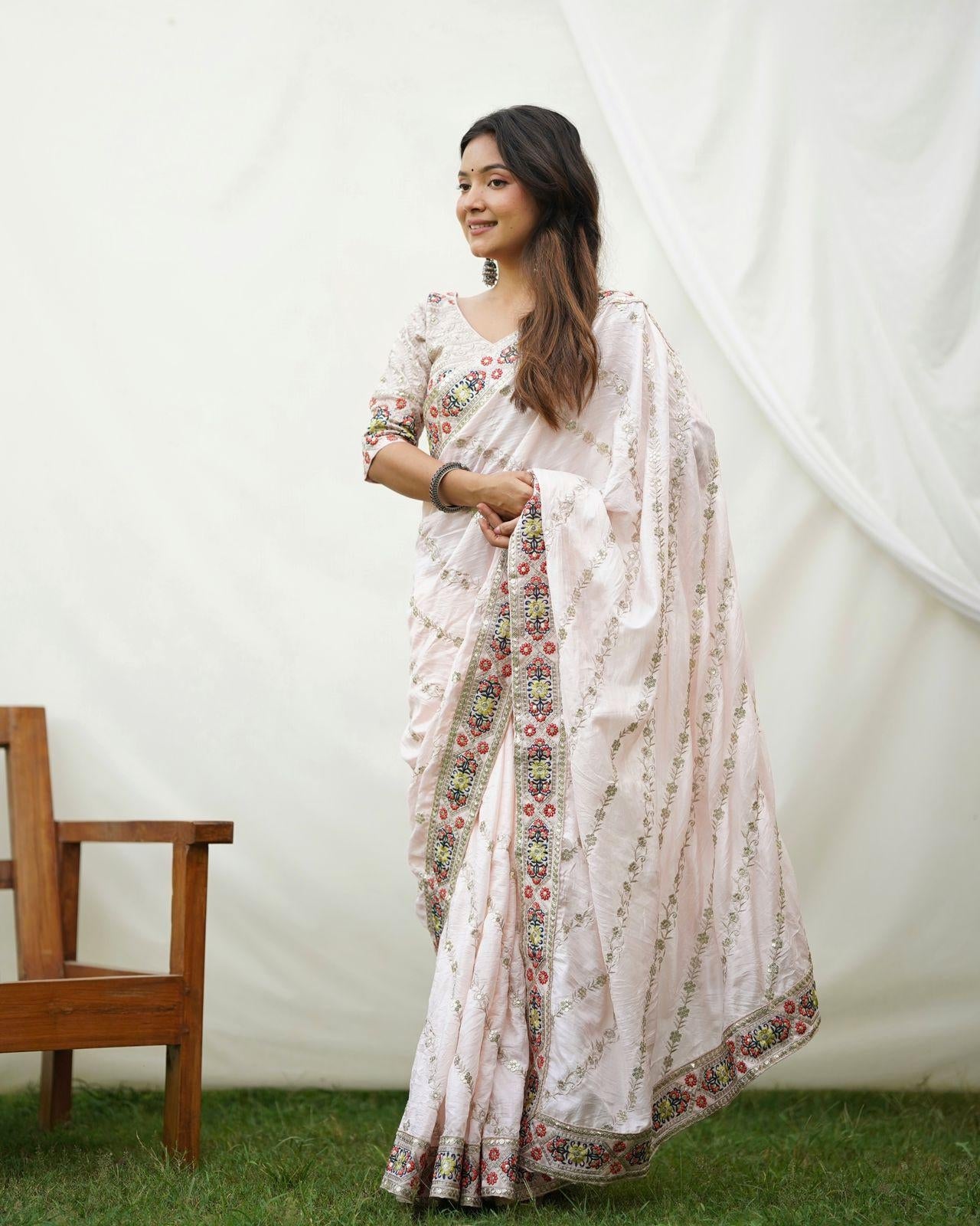 Premium Sattin georgett Work saree
