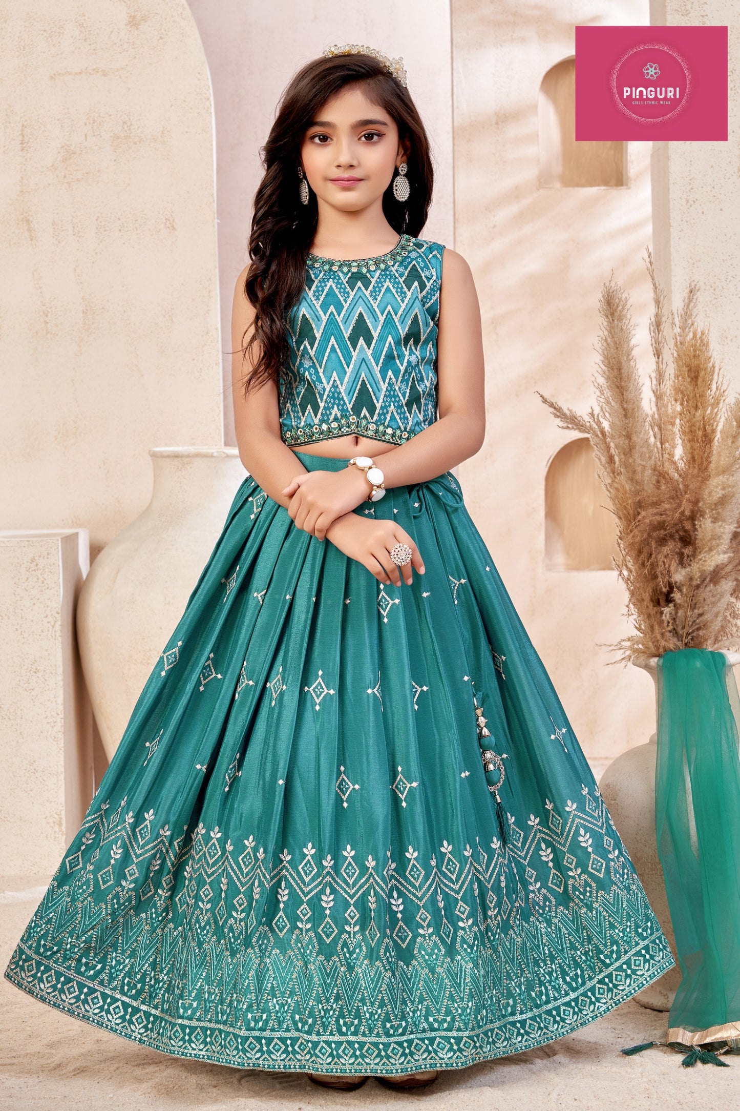 Presenting Girls' Ethnic Lehenga Set with Dupatta