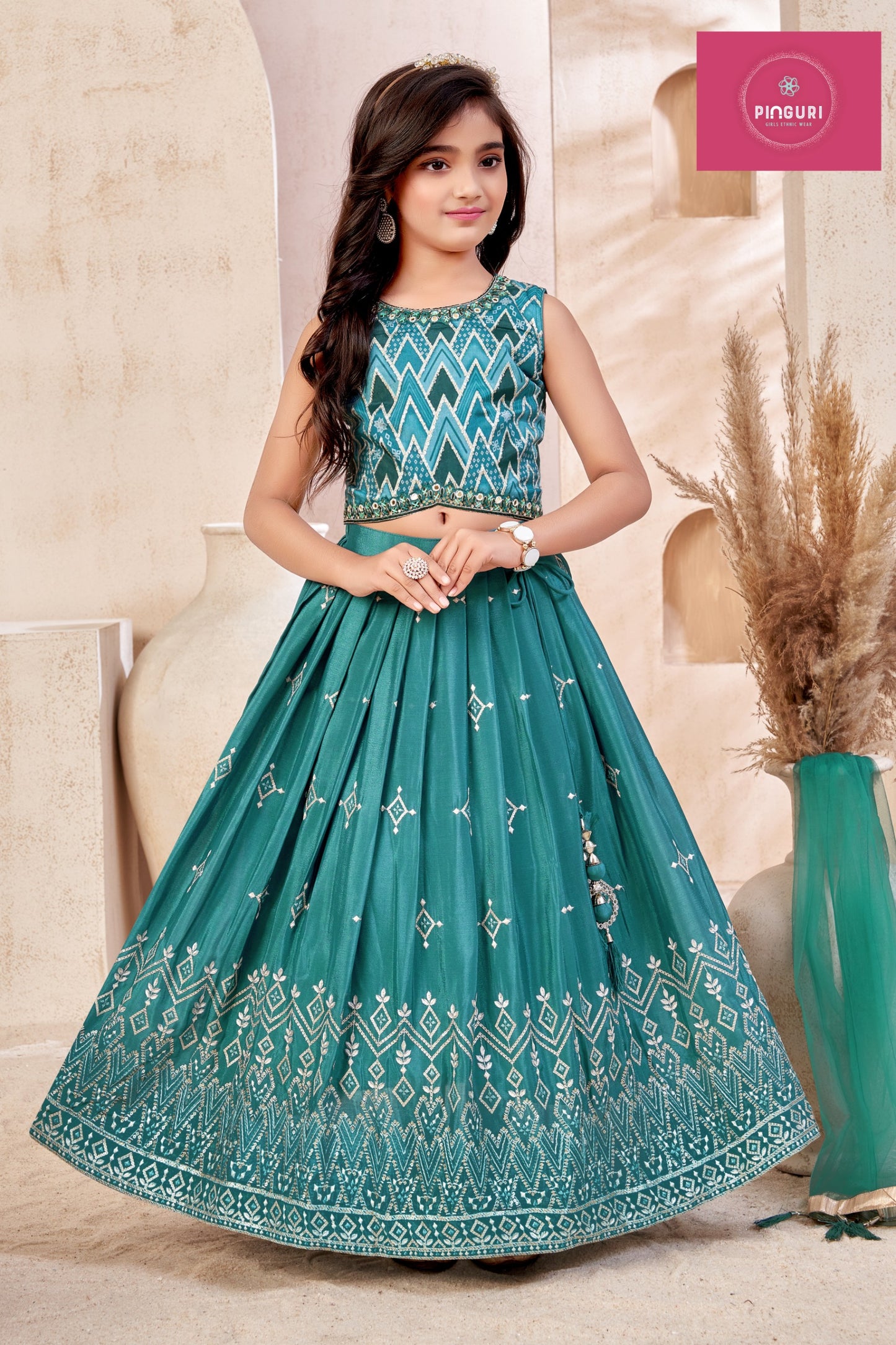 Presenting Girls' Ethnic Lehenga Set with Dupatta