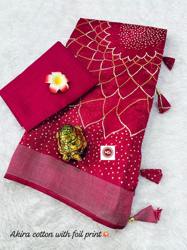 Pure Soft Cotton Akirq Border Party Wear Saree