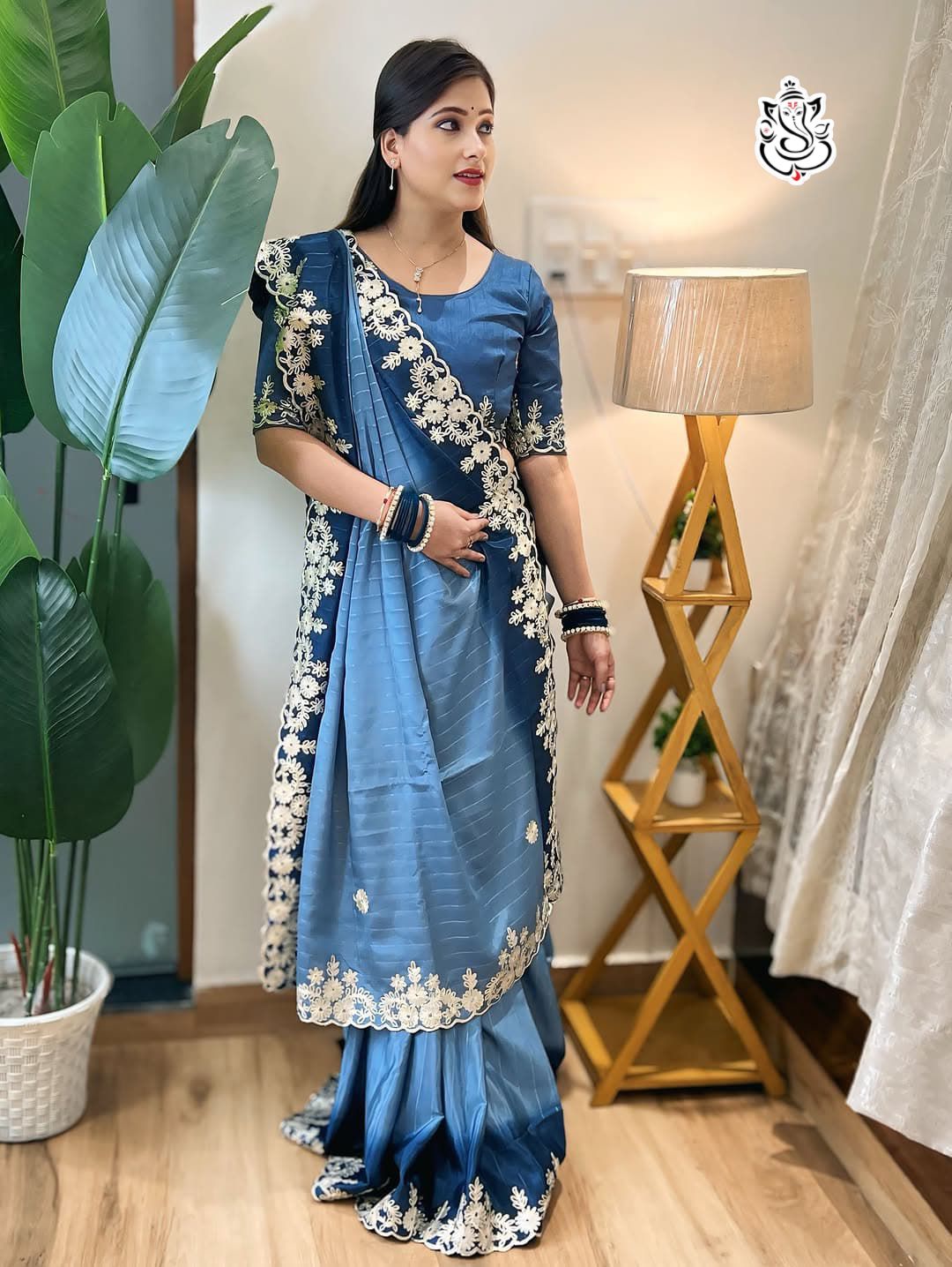Beautiful multi coding Daga & gota embroidery work Boder designer saree