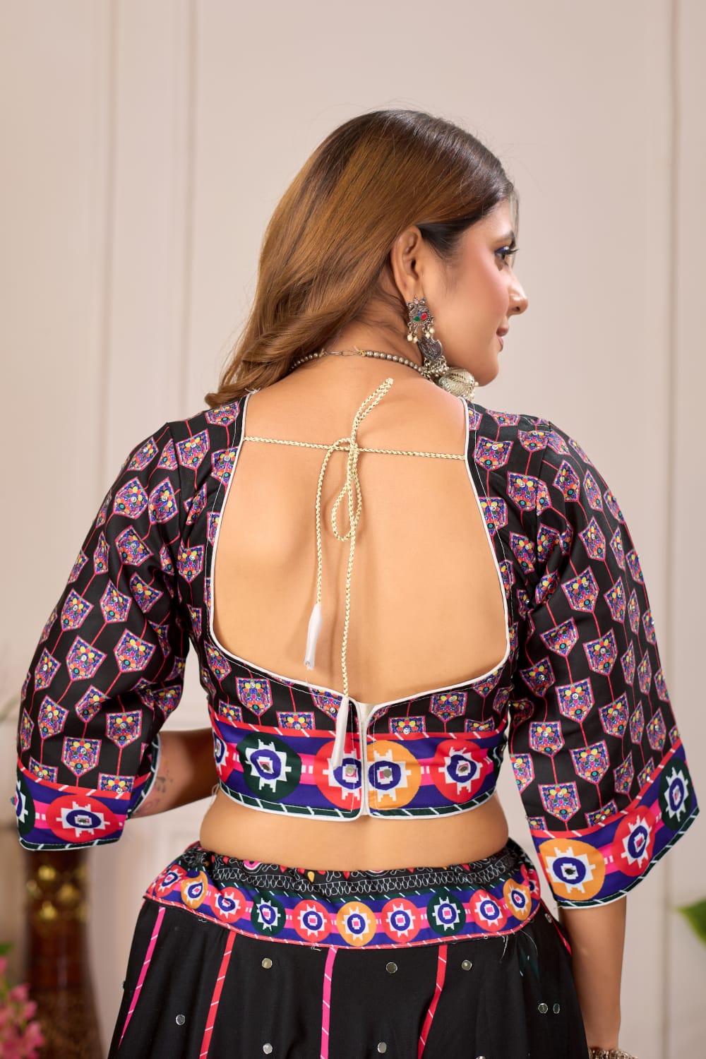 Premium Rayon Cotton Digital Print Work Lahenga Choli Black