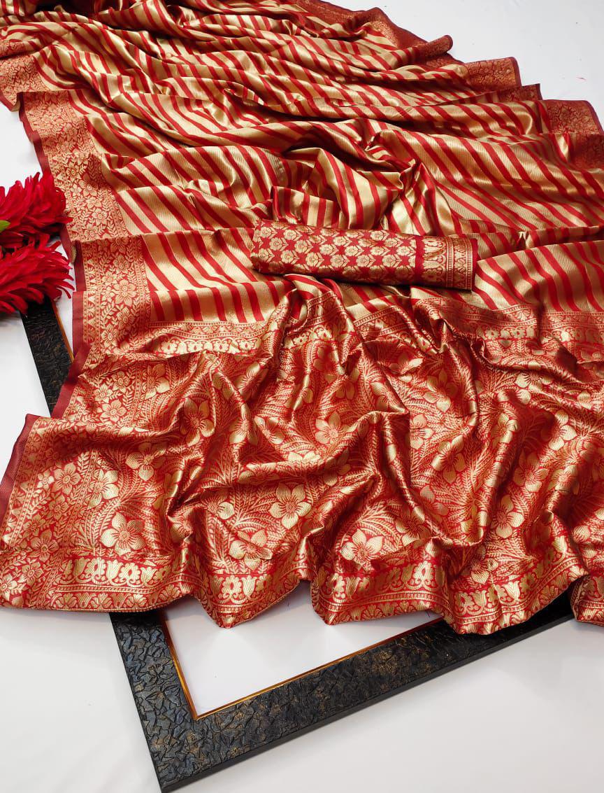 EXCLUSIVE JACQUARD WORK ON ALL OVER THE SAREE.