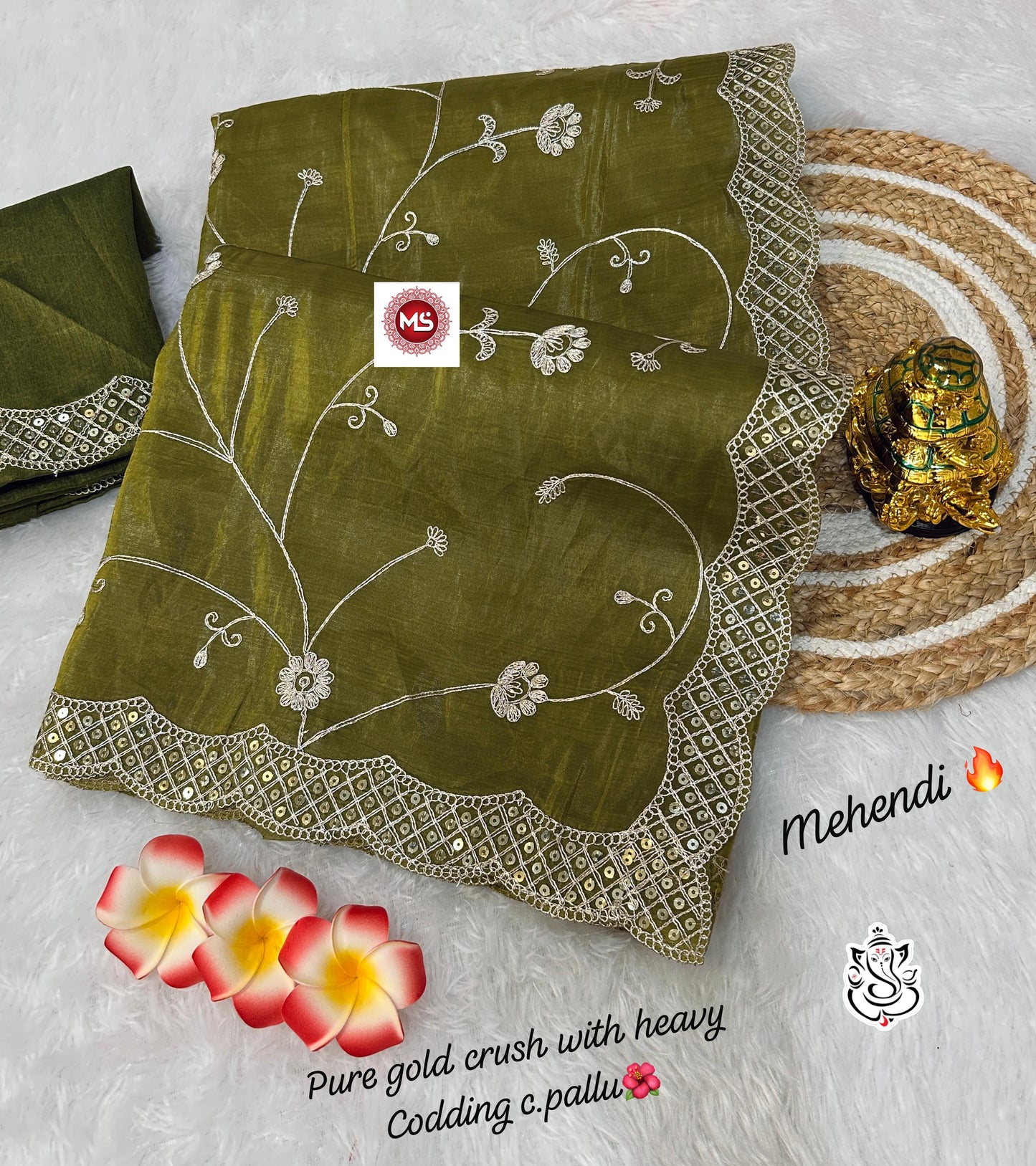 Gold Crush Pitta Codding Zaal Multi Colour Saree