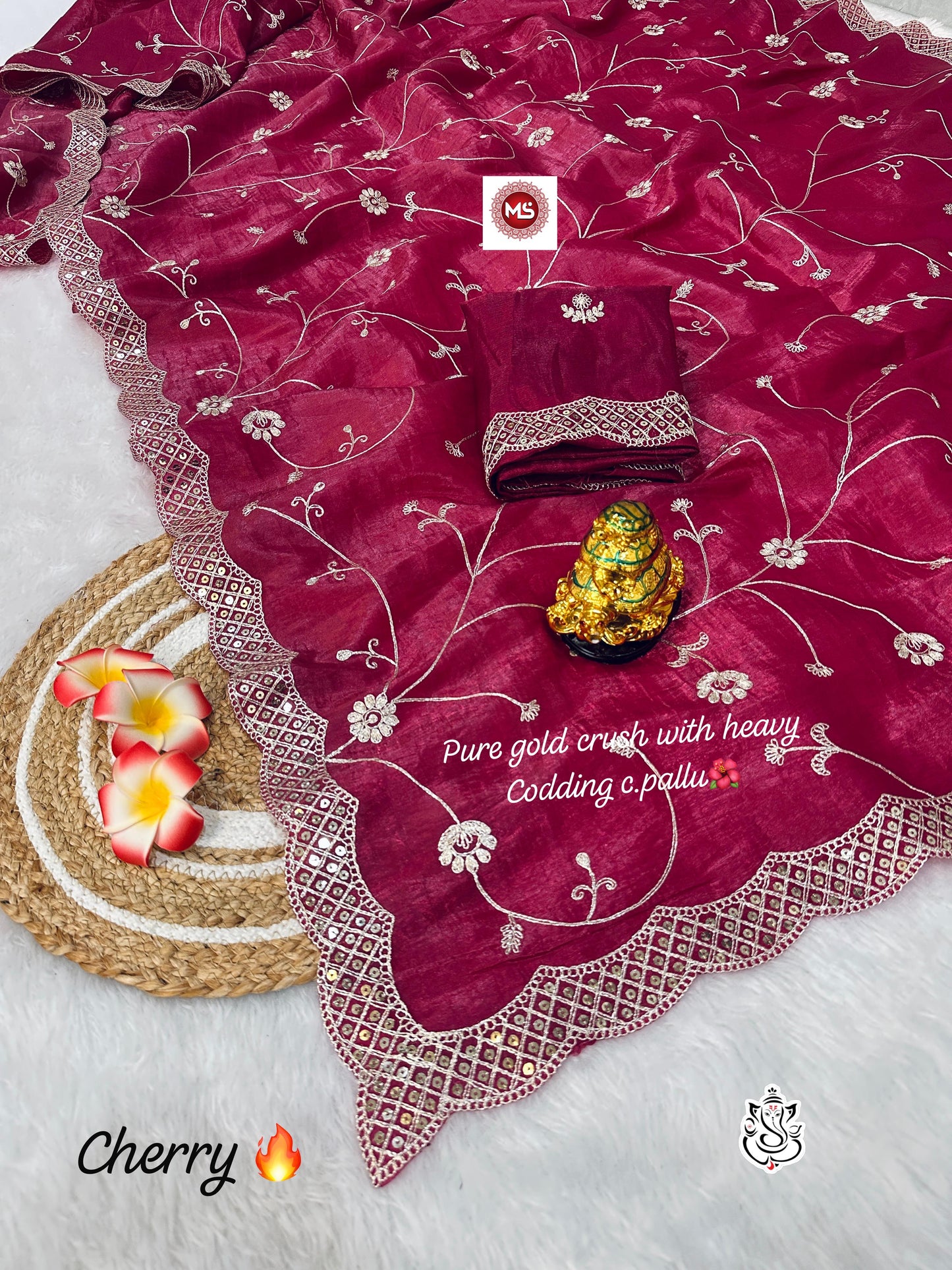 Gold Crush Pitta Codding Zaal Multi Colour Saree