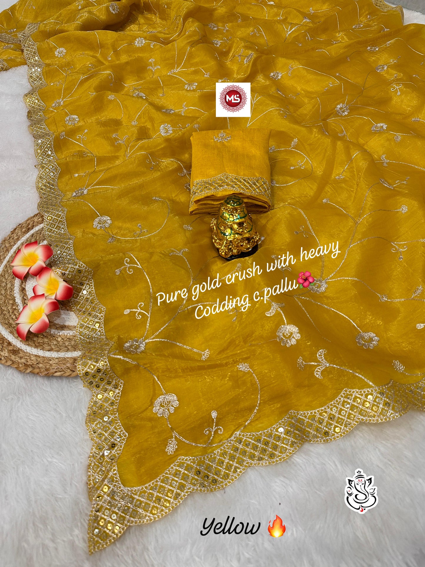 Gold Crush Pitta Codding Zaal Multi Colour Saree