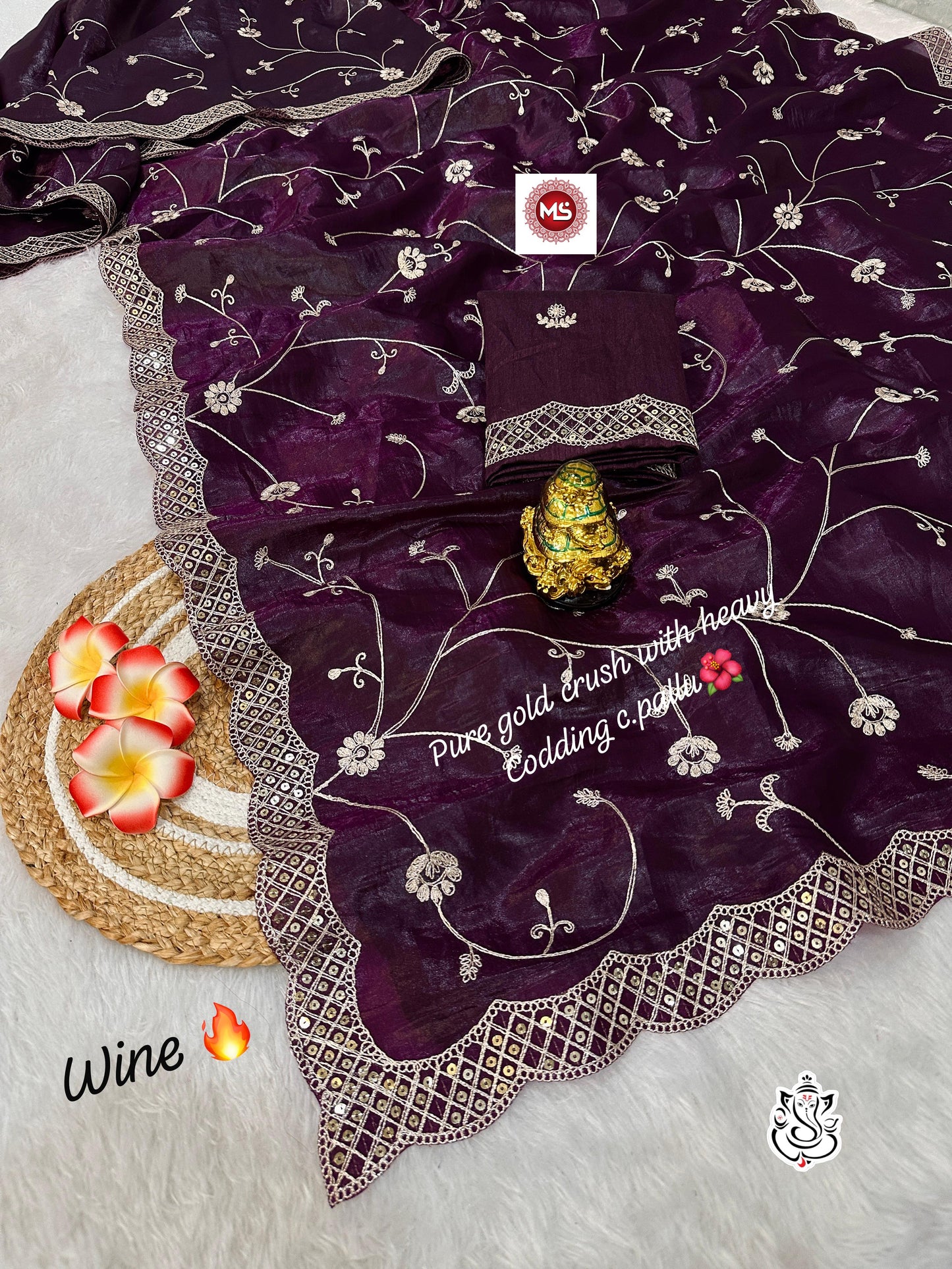 Gold Crush Pitta Codding Zaal Multi Colour Saree