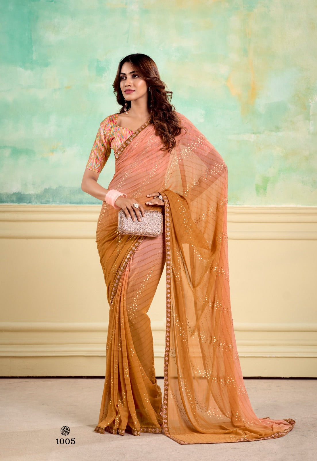 Nairobi Saree with Embroidery Border & Digital Blouse