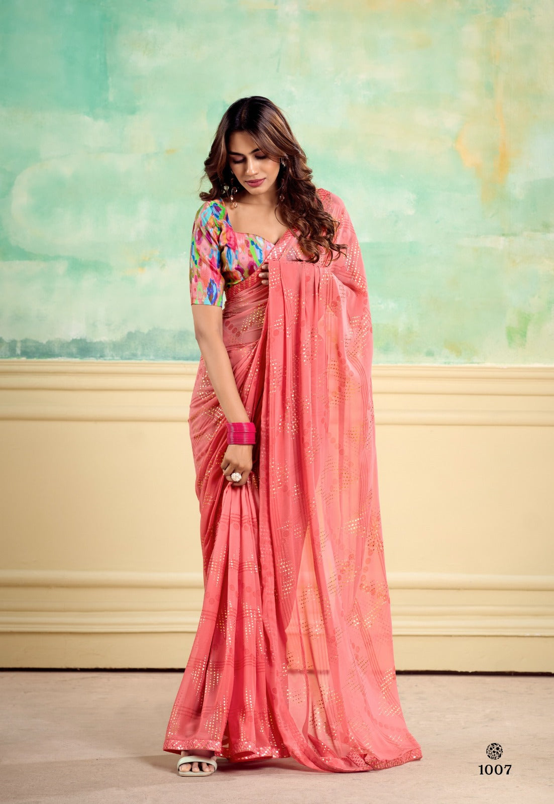 Nairobi Saree with Embroidery Border & Digital Blouse
