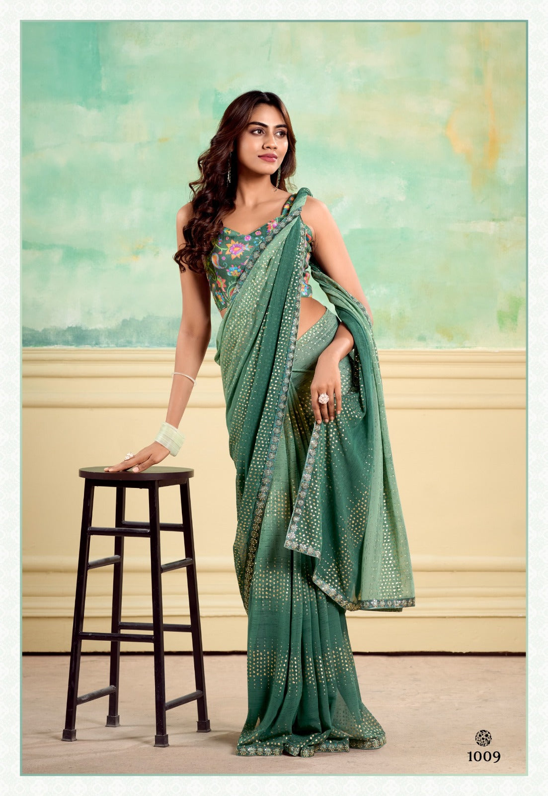 Nairobi Saree with Embroidery Border & Digital Blouse