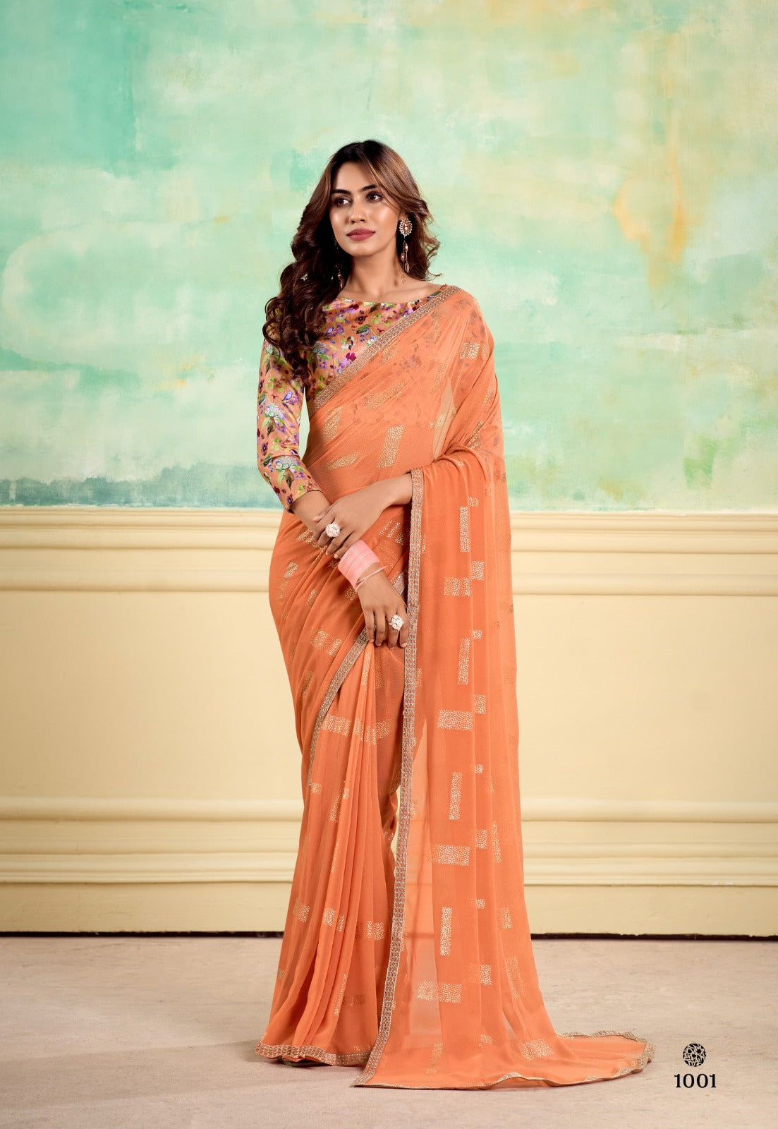 Nairobi Saree with Embroidery Border & Digital Blouse