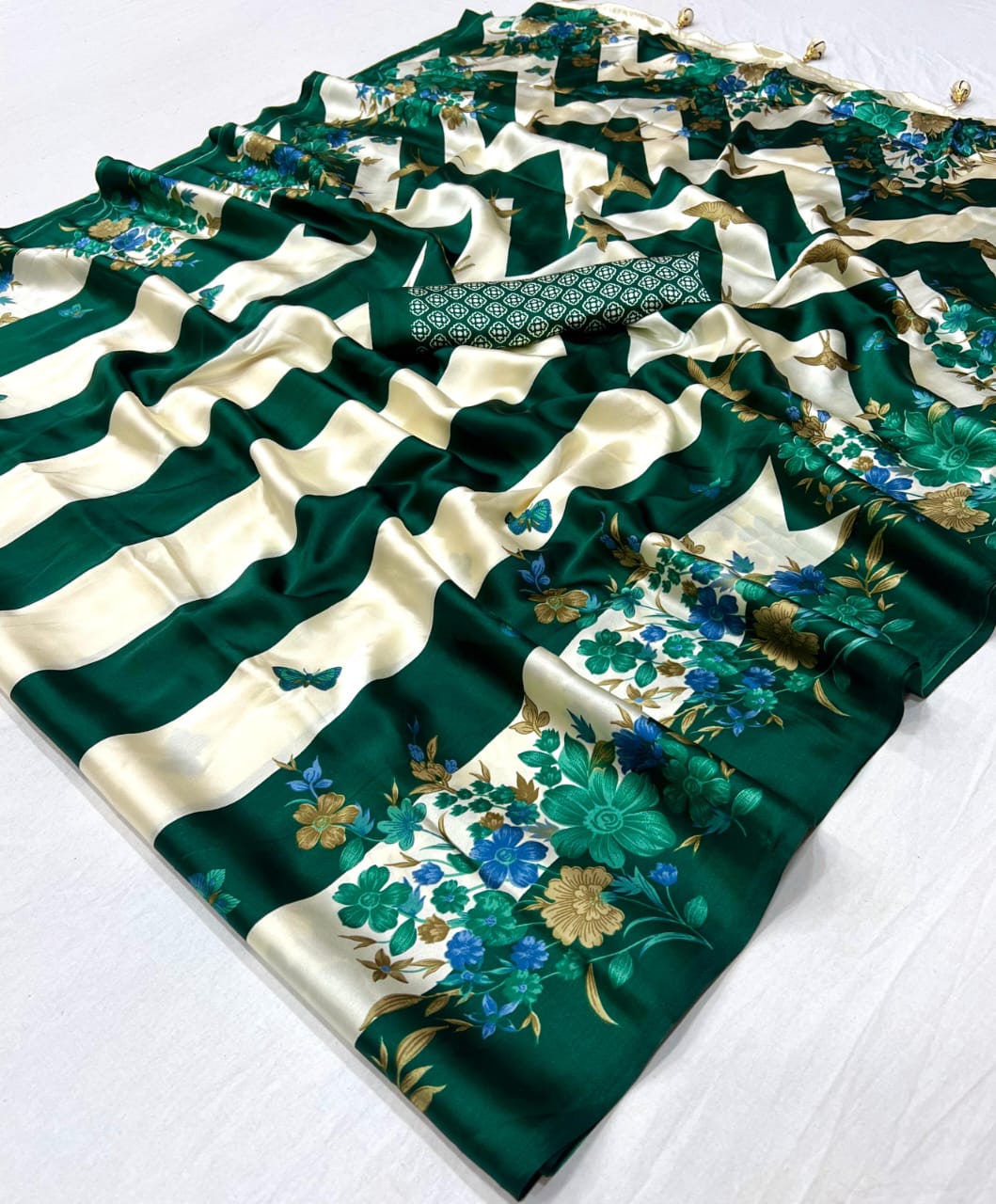 Elegant Semi Modal Drape with Heavy Tassels