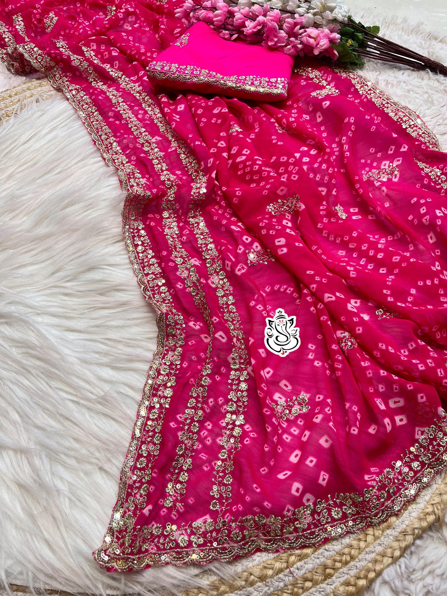 Soft C*C Georgette Bandej With C-Pallu Sequence
