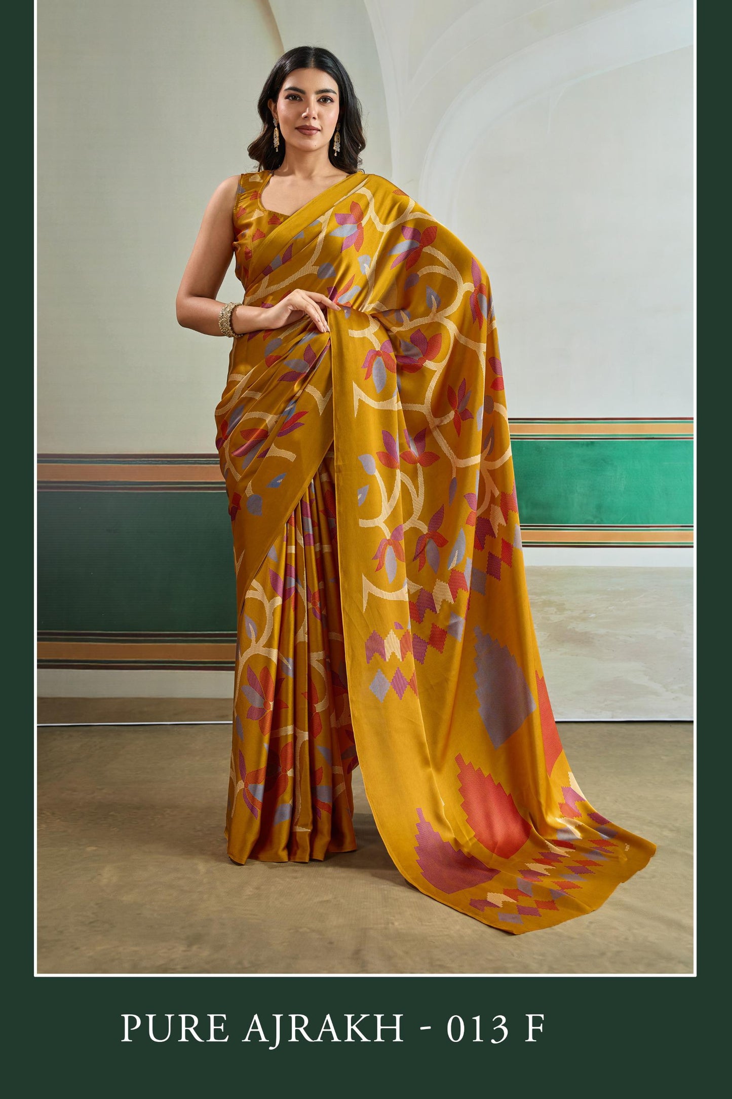 Premium Modal Satin Ajrakh Print Saree