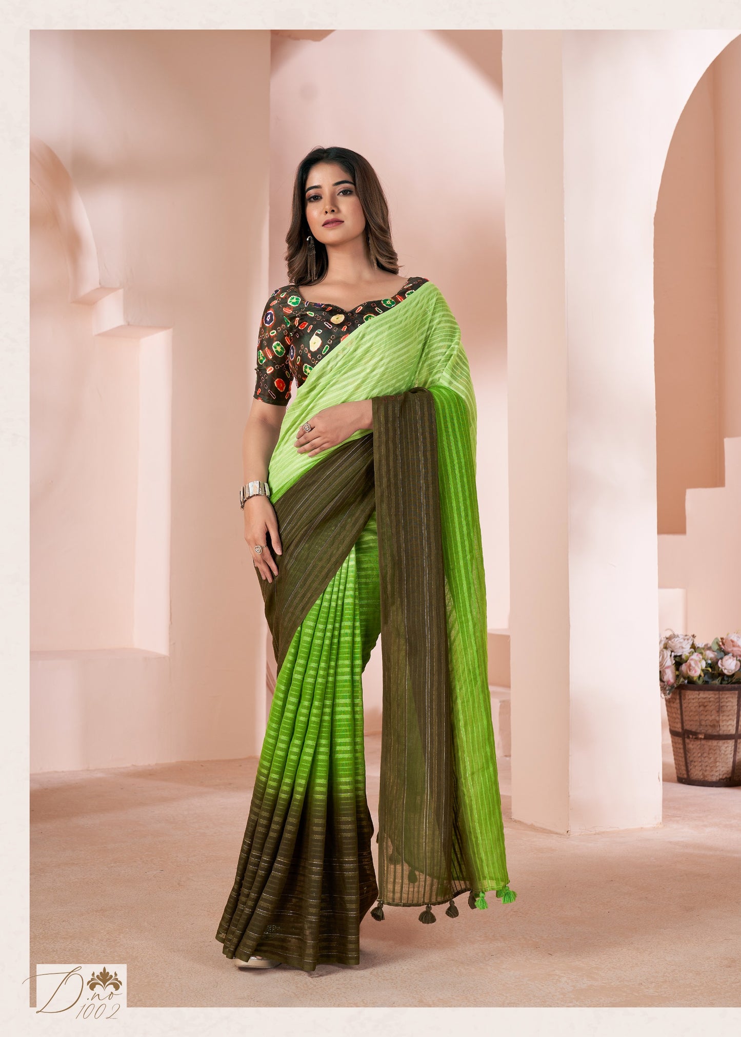 Elegant Shaded Print Linen Saree with Digital Blouse
