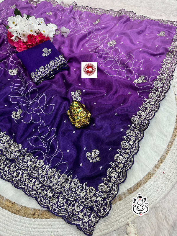 Latest Designer Soft Chinon Silk Digital Print Saree