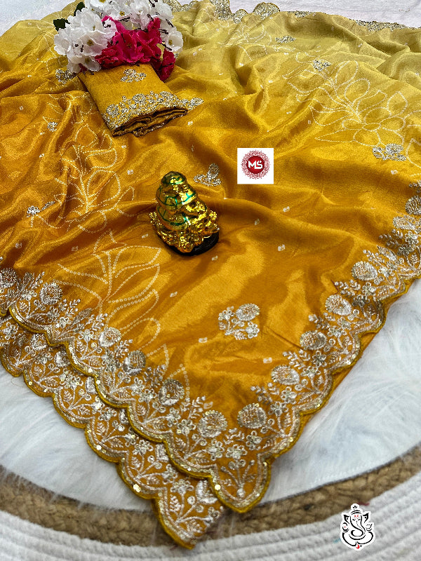 Latest Designer Soft Chinon Silk Digital Print Saree