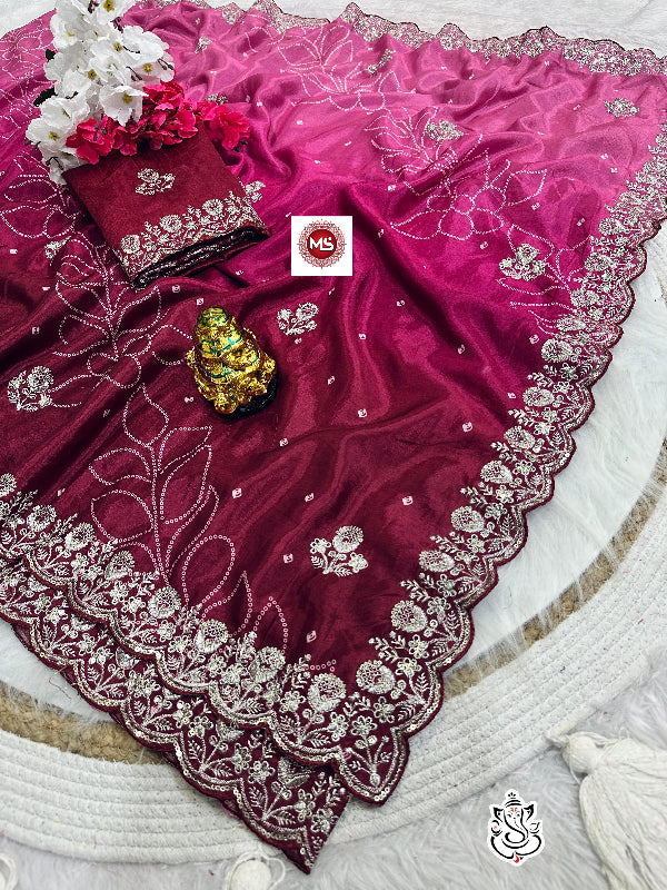 Latest Designer Soft Chinon Silk Digital Print Saree