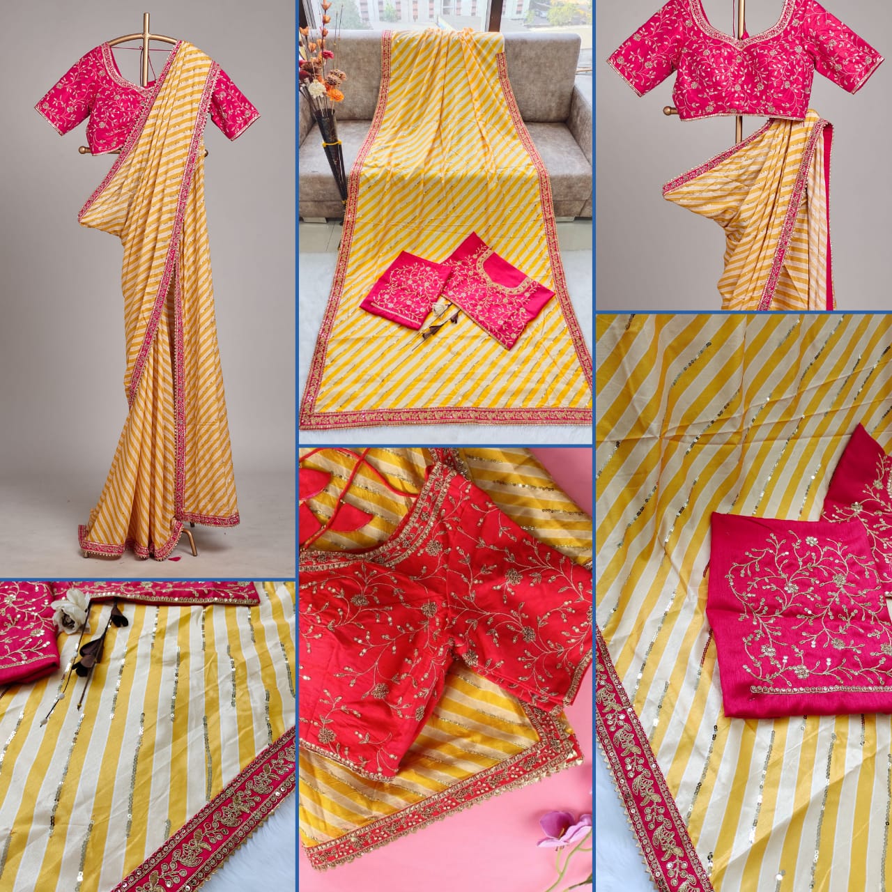 Trending Vichitra Silk Digital Print Zigzag Saree