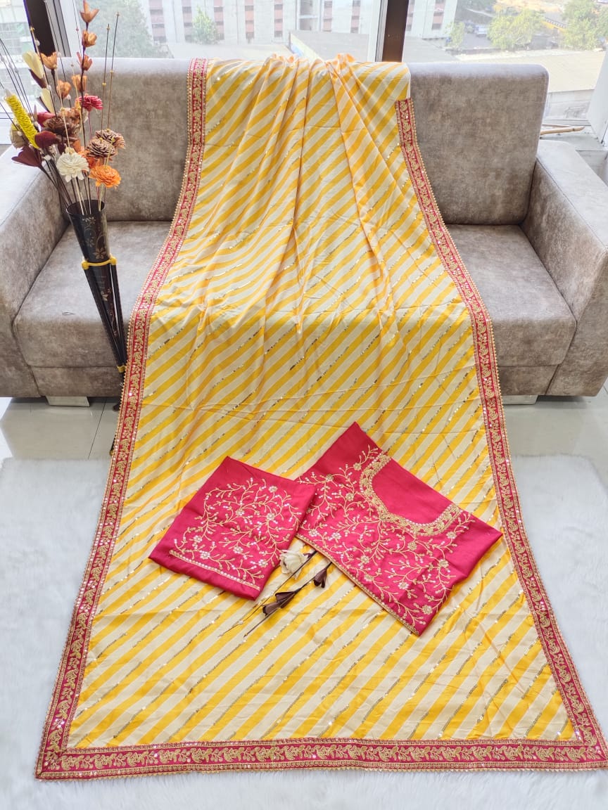 Trending Vichitra Silk Digital Print Zigzag Saree