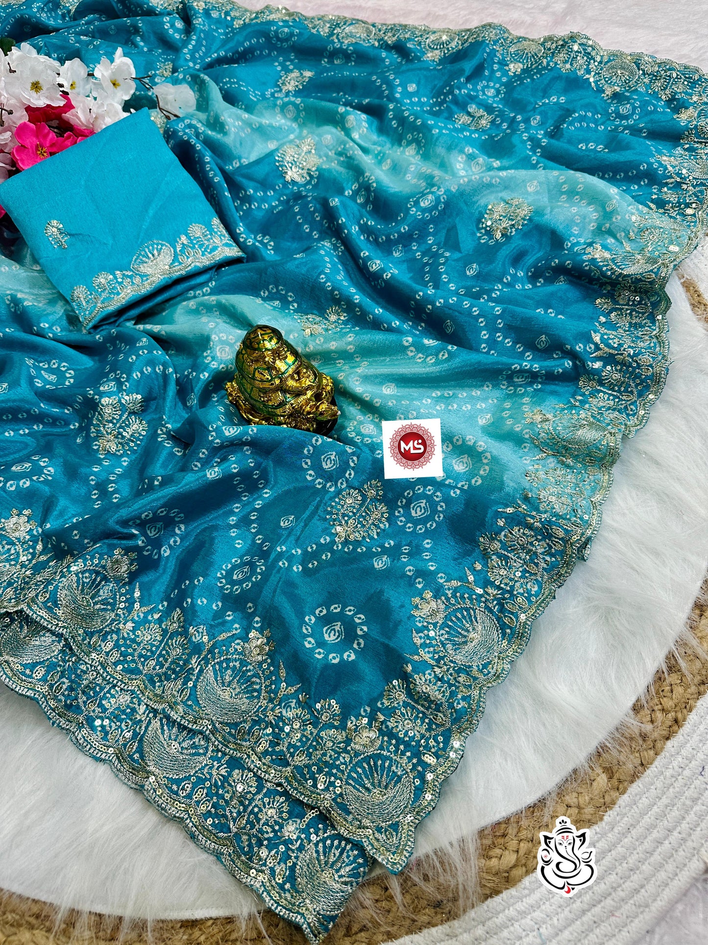Premium Bandhani Magic Chinon Silk Saree