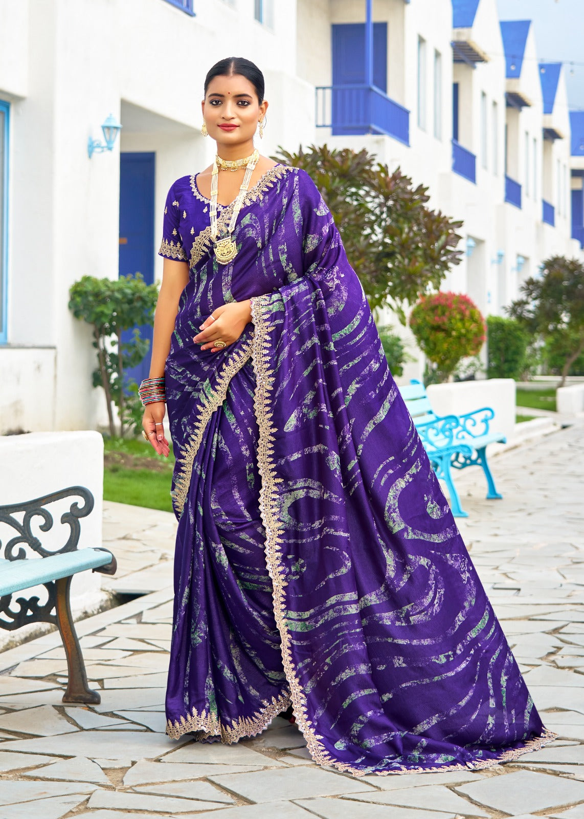 Premium Embroidered Velvet Chiffon Saree with Designer Blouse