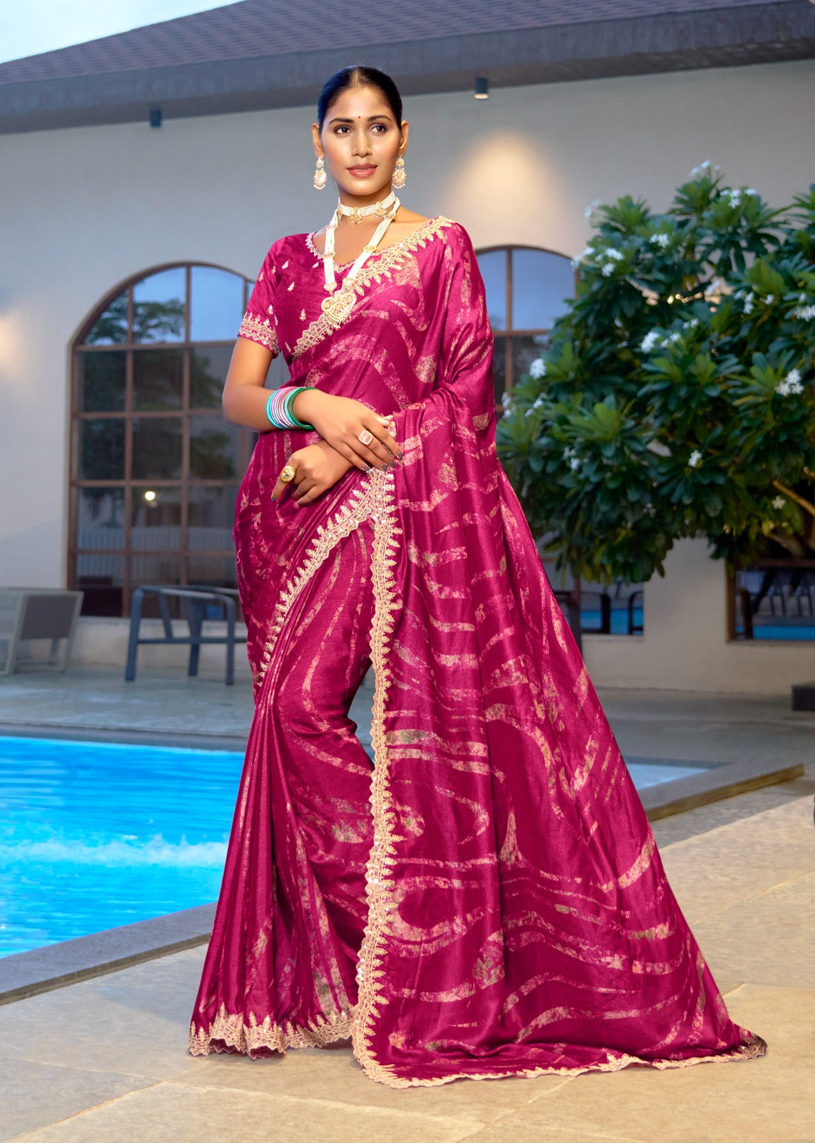 Premium Embroidered Velvet Chiffon Saree with Designer Blouse